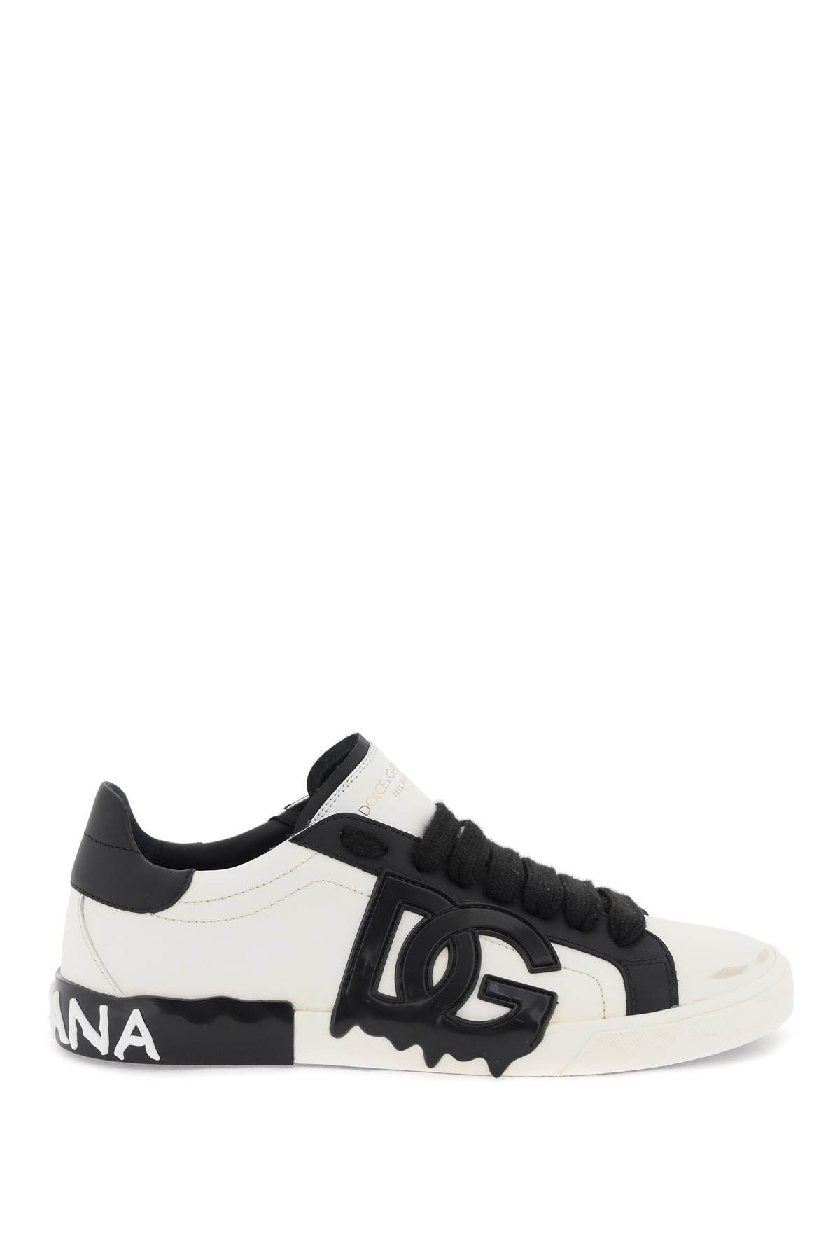 image of Dolce Gabbana Vintage Portofino Sne Shoes in Bianco Nero, Men's (Size 9)