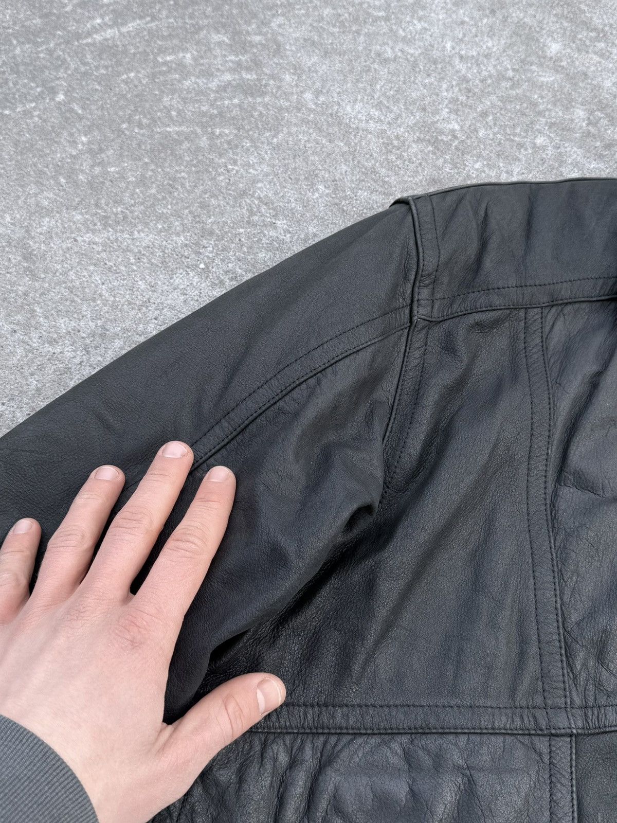 Vintage Vintage 90s rare streetwear avantgarde leather track jacket Size US M / EU 48-50 / 2 - 9 Thumbnail