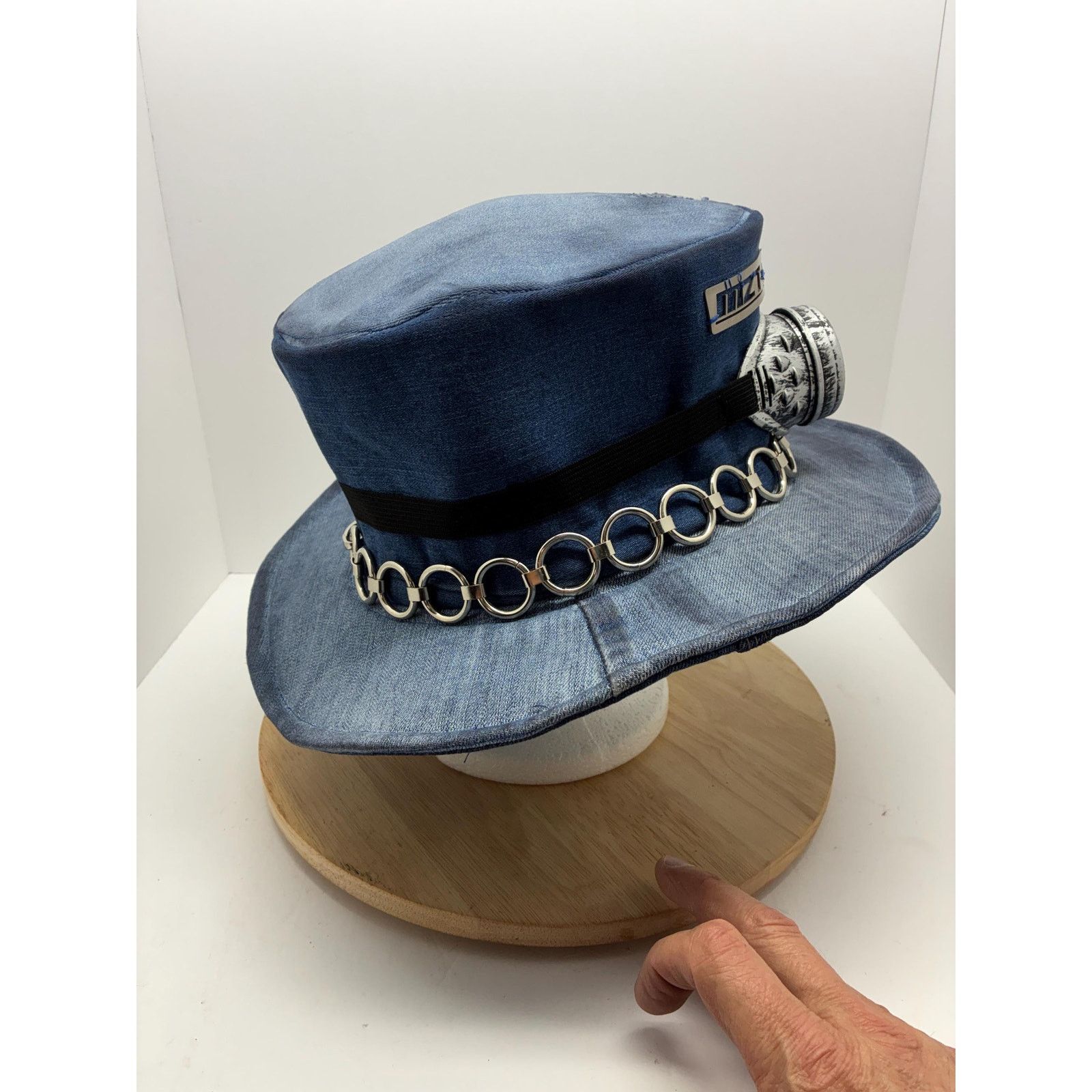 Other Steampunk Denim Hat XL – Goggles Top Hat, Industrial Festive Size ONE SIZE - 7 Thumbnail