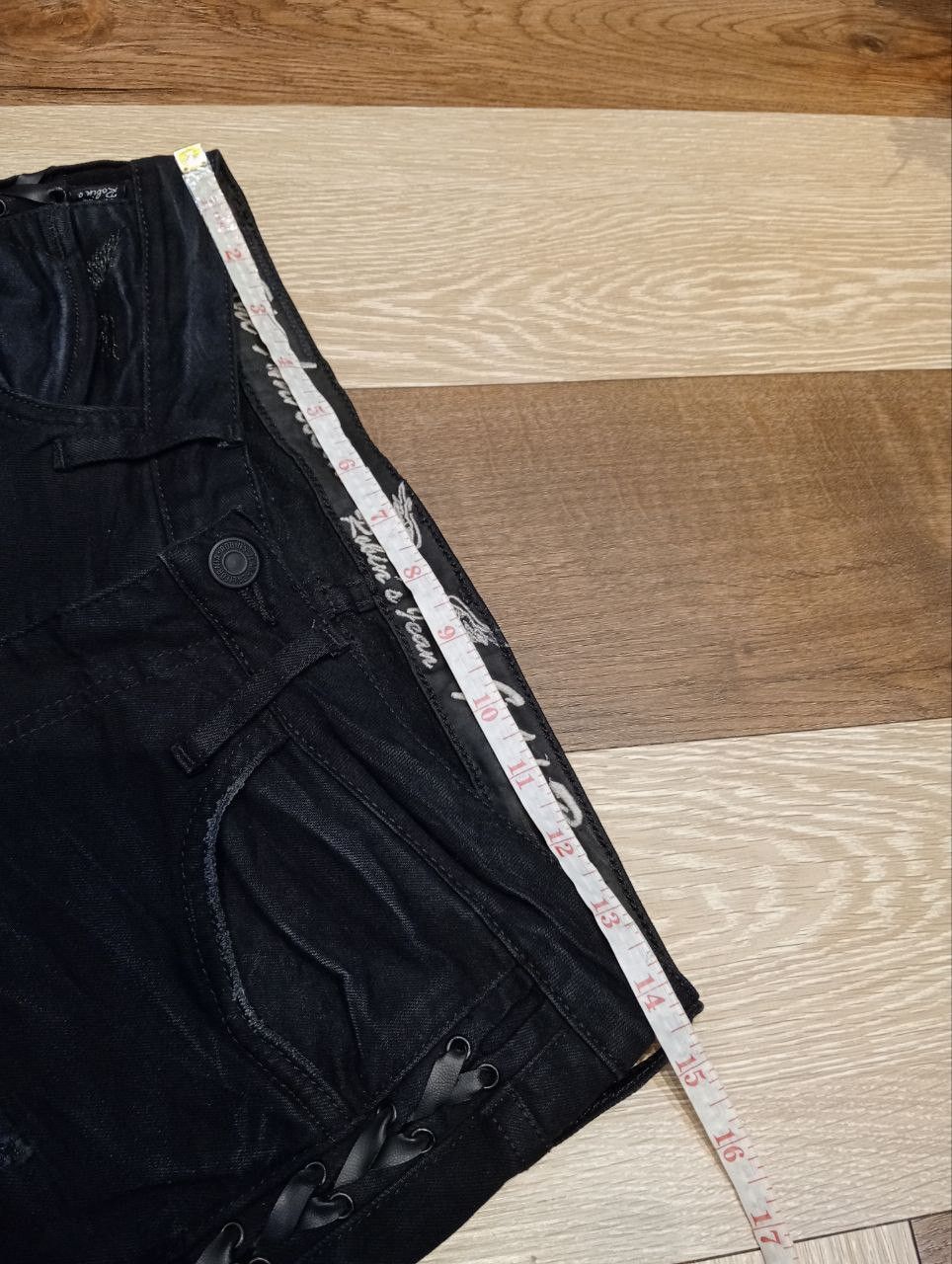 Robins Jeans ROBIN'S JEAN BLACK RIPPED FINISH LACE UP STRETCH SKINNY PANT Size 28" / US 6 / IT 42 - 17 Thumbnail