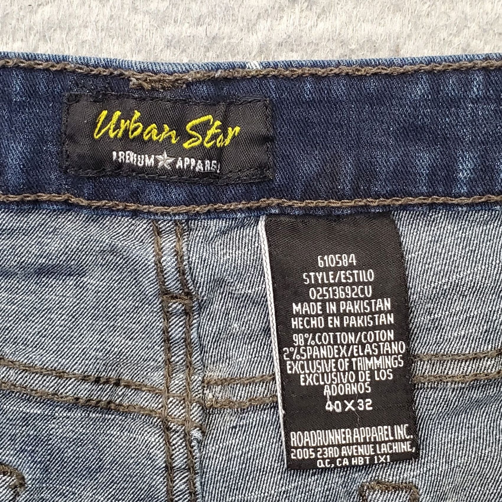 Vintage Urban Star Jeans Mens 40x32 Blue Denim Stretch Faded Double Stitch Straight Leg - Regular Size 40 Mens Blue Denim Jeans Size US 40 / EU 56 - 7 Thumbnail