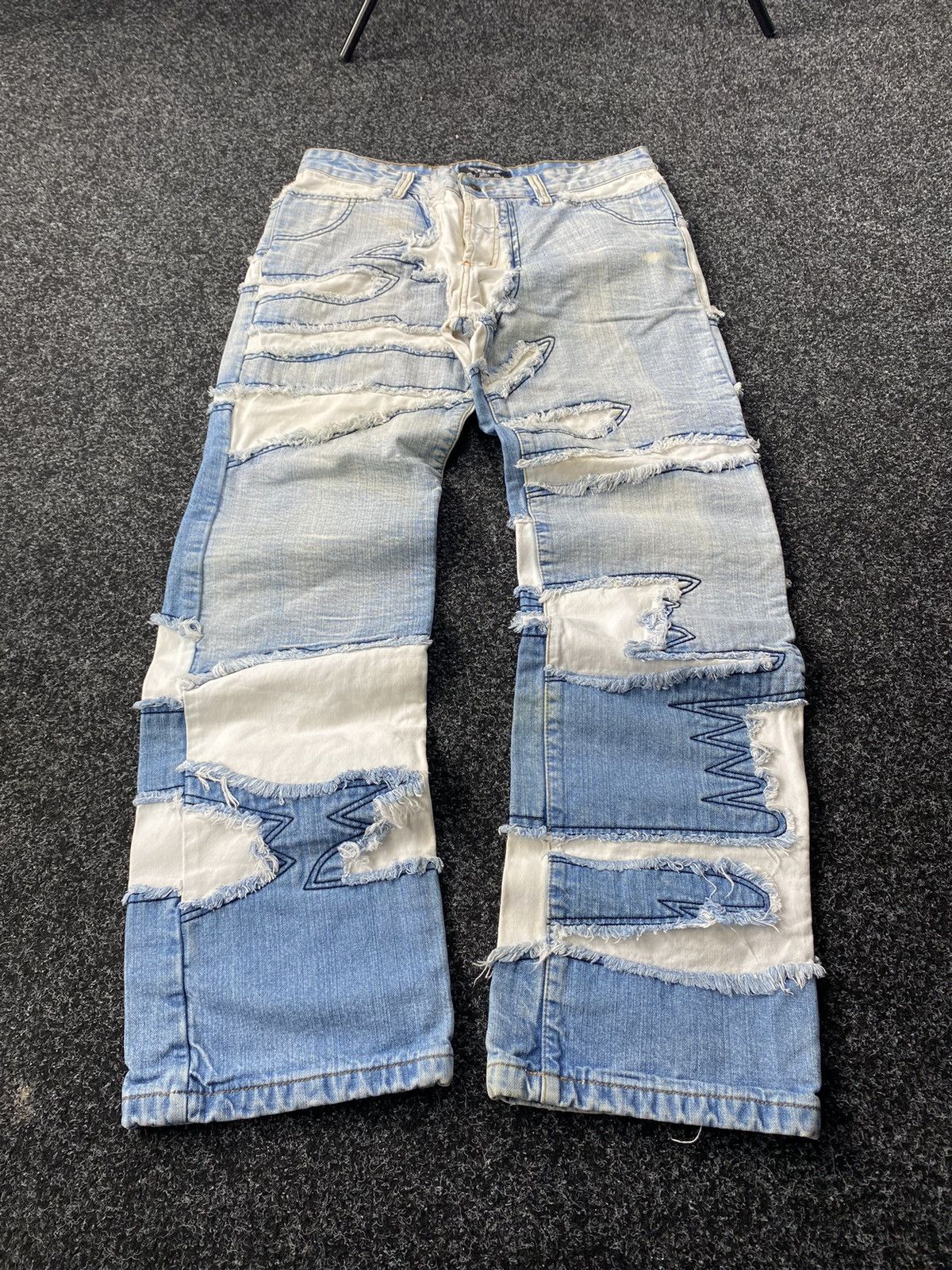 Japanese Brand 🔥OPIUM PUNK GOTHIC DISTRESSED ASYMMETRICAL JEANS CUSTOM 32 Size US 32 / EU 48 - 4 Thumbnail