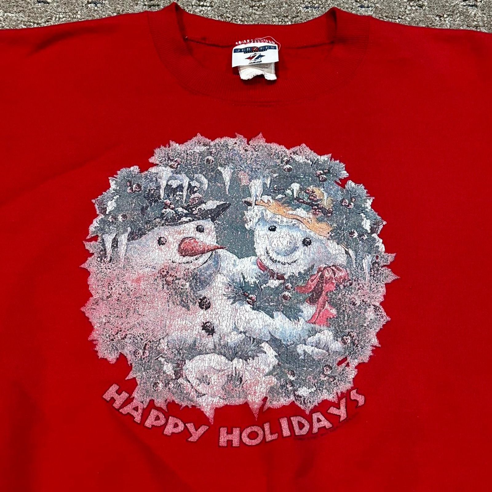 Jerzees Vintage 90s snowman holidays crewneck Size US M / EU 48-50 / 2 - 2 Thumbnail
