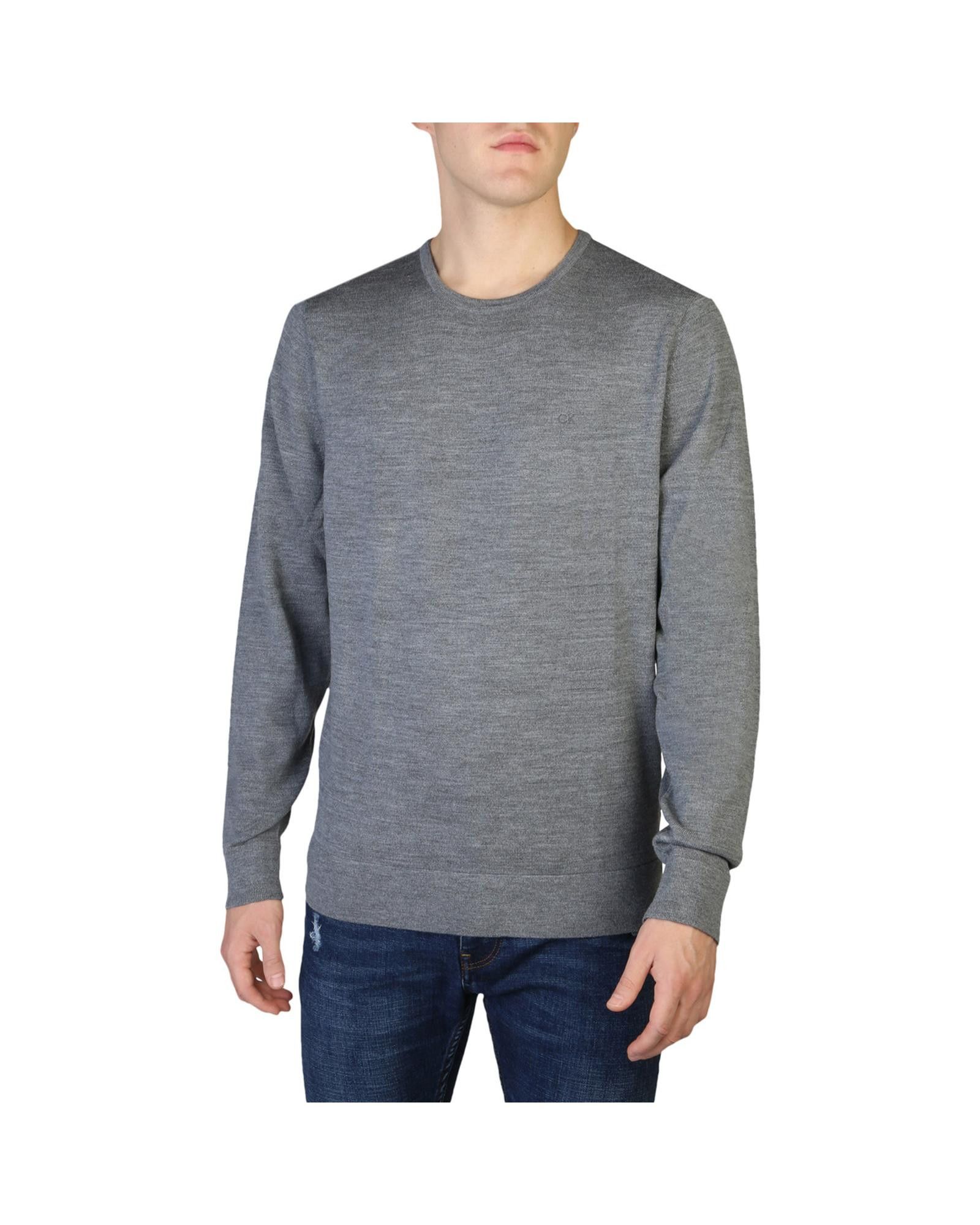image of Calvin Klein Wool Sweater With Long Sleeves And Ribbed Hems in Grey, Men's (Size Small)