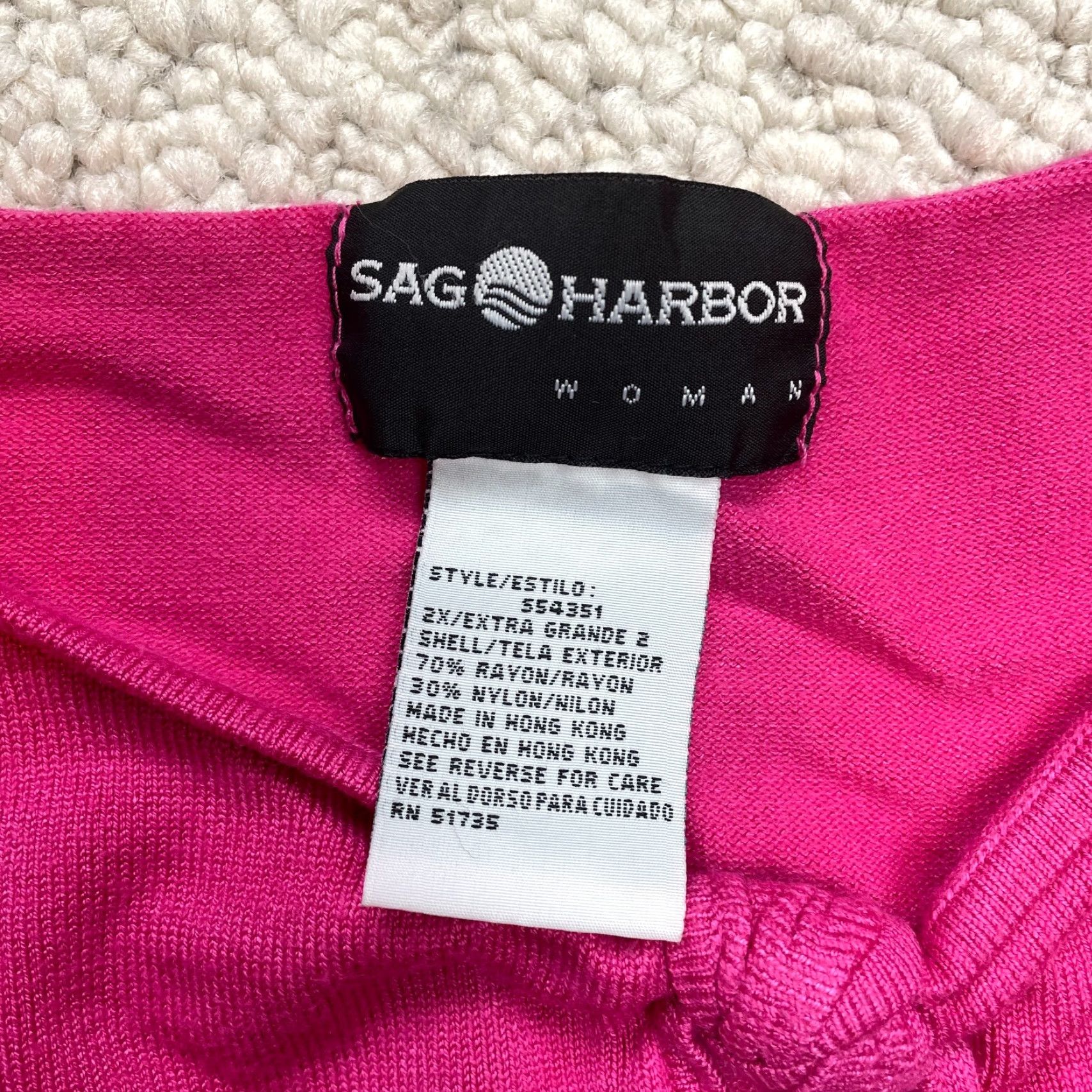 Vintage Sag Harbor Sweater Womens Plus 2X Pink Knot Keyhole Neck Rayon Soft Pullover Top Size XXL / US 16-18 / IT 52-54 - 2 Thumbnail