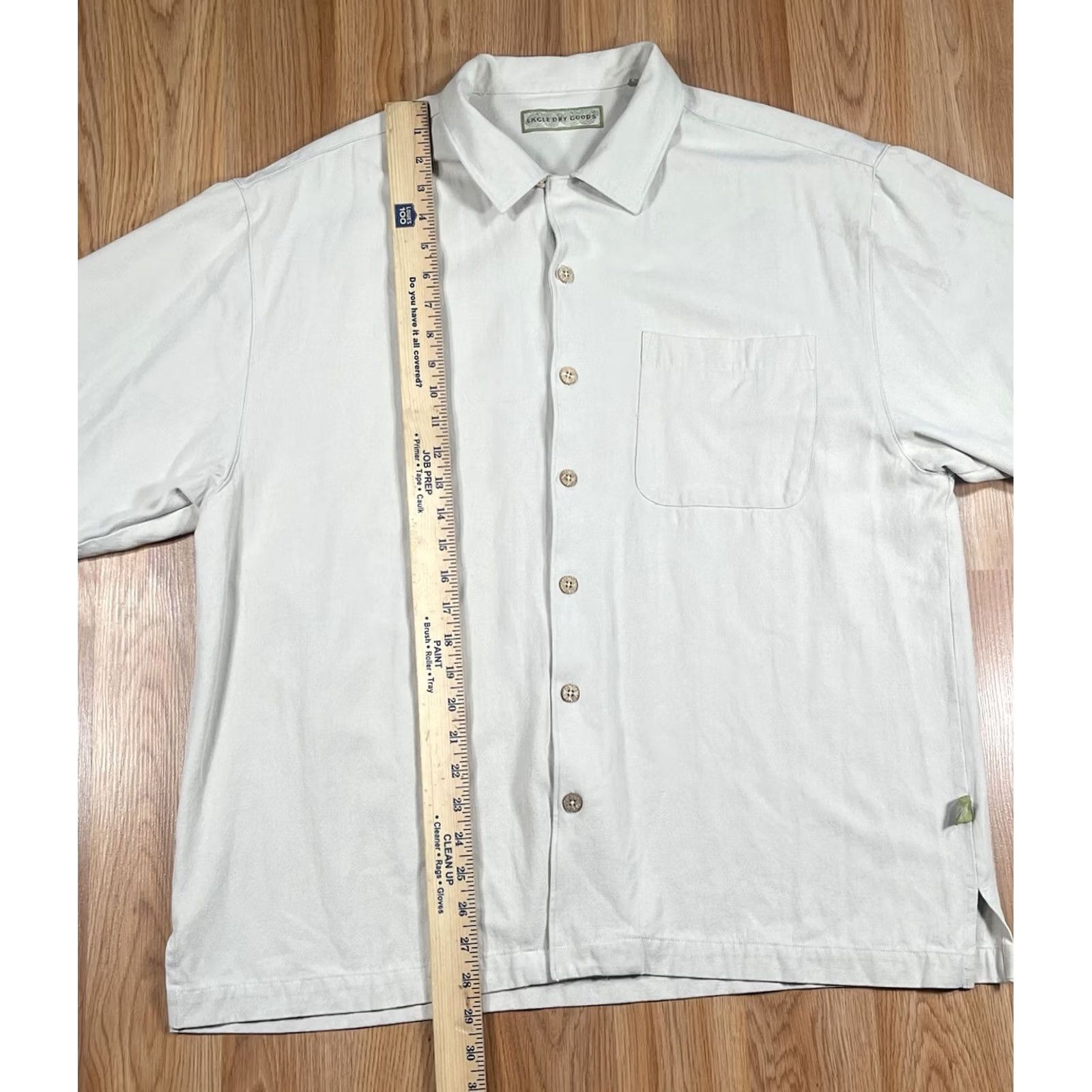 Vintage Eagle Dry Goods Shirt Men XL Extra Large 100% Silk Beige Button Up Short Sleeve Shirt Size US XL / EU 56 / 4 - 4 Thumbnail