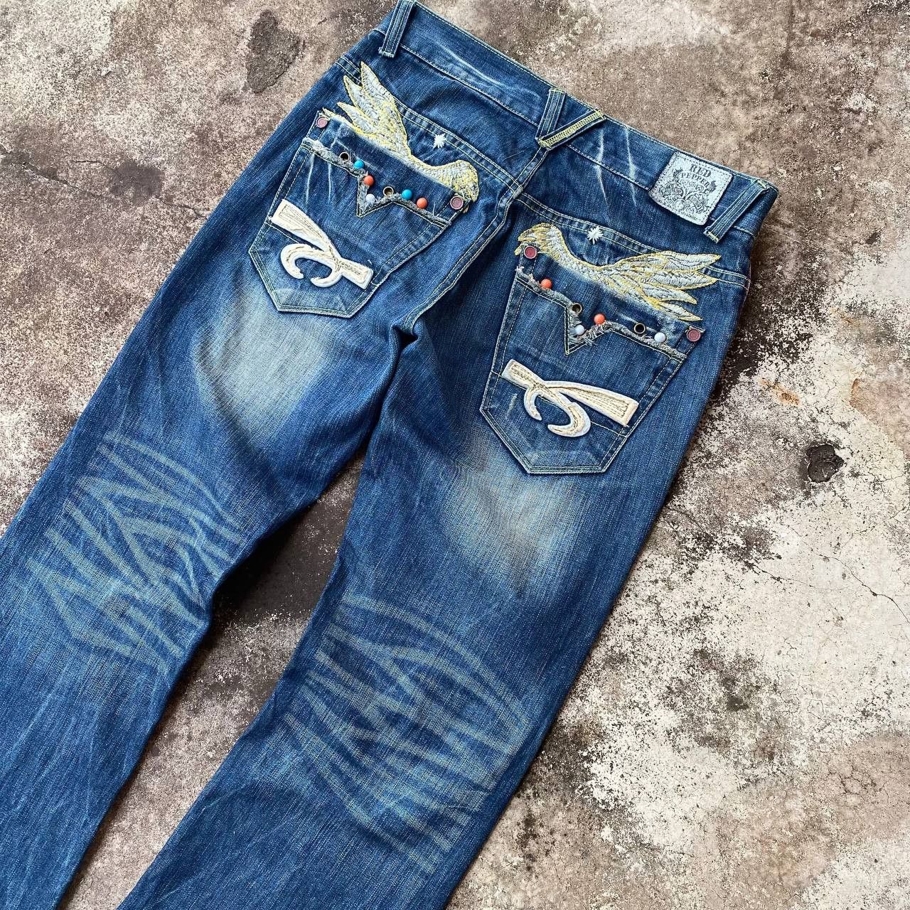 Japanese Brand × Le Grande Bleu (L.G.B.) × Tornado Mart A BEAUTIFUL FLARE DENIM RED PEPPER GOLD LABEL EAGLE WING Size US 31 - 6 Thumbnail