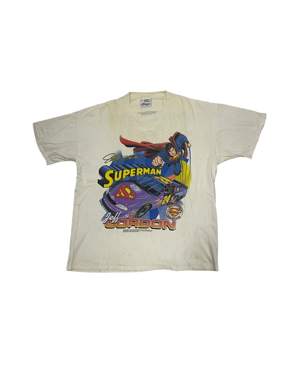 DC Comics × NASCAR × Vintage vintage Distressed 1999 Jeff Gordon Superman NASCAR Racing Size US XL / EU 56 / 4 - 2 Thumbnail