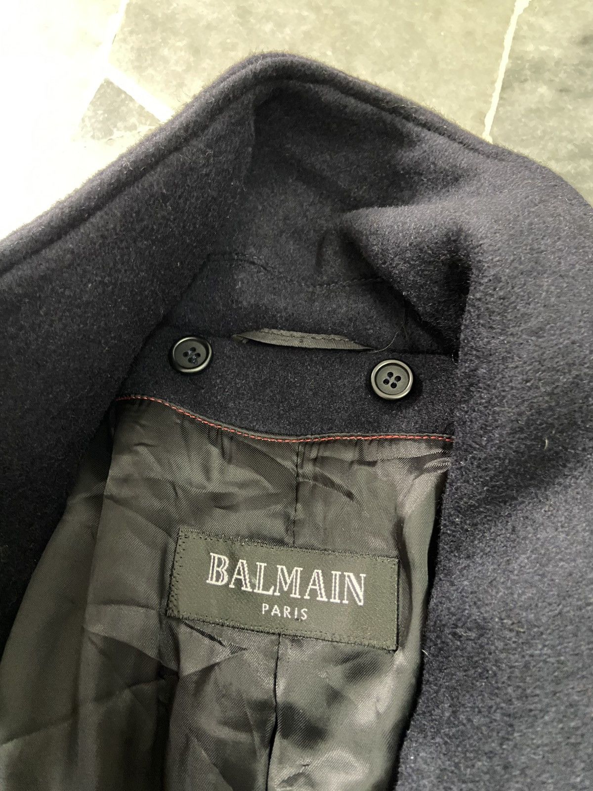 Balmain Balmain Double Breasted Navy Wool Pea Coat jacket Size US L / EU 52-54 / 3 - 8 Thumbnail