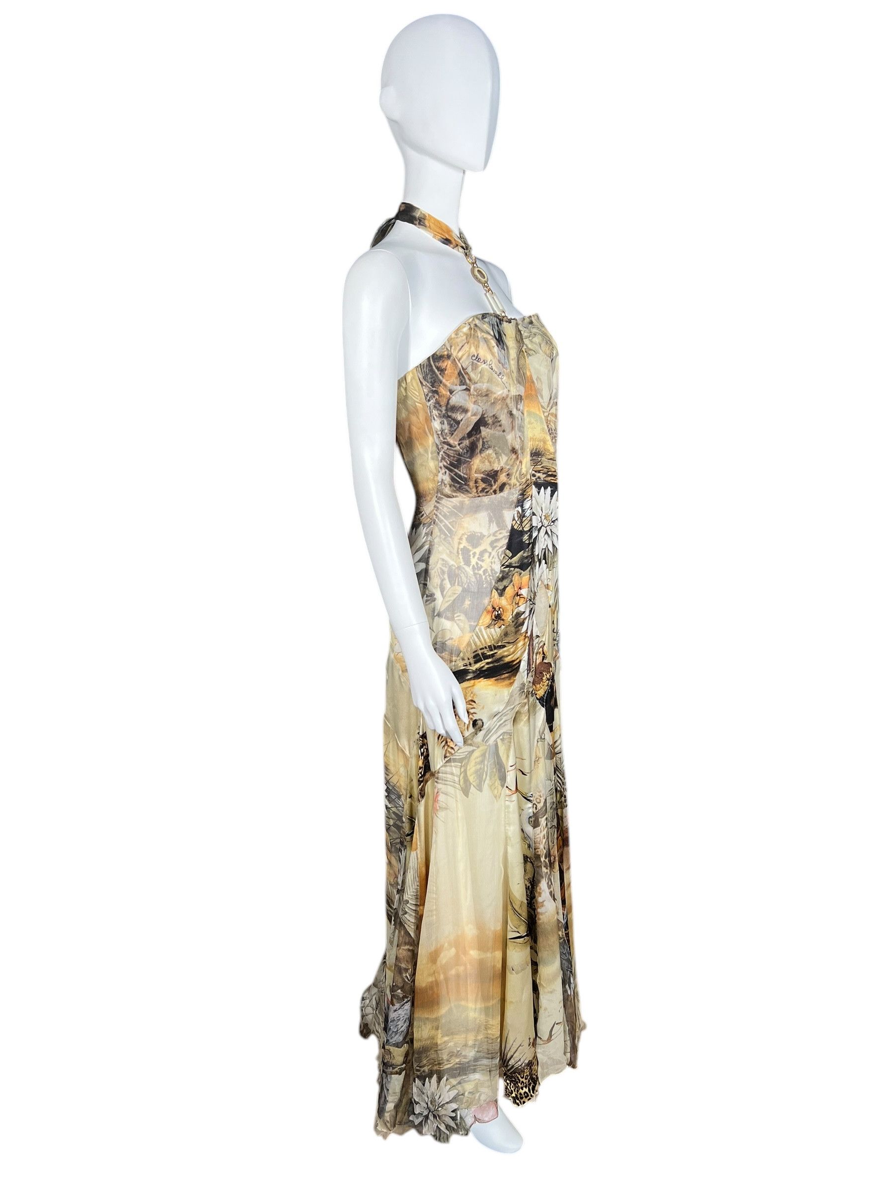 Roberto Cavalli Roberto Cavalli Jungle Print Halter Gown Size L / US 10 / IT 46 - 2 Thumbnail