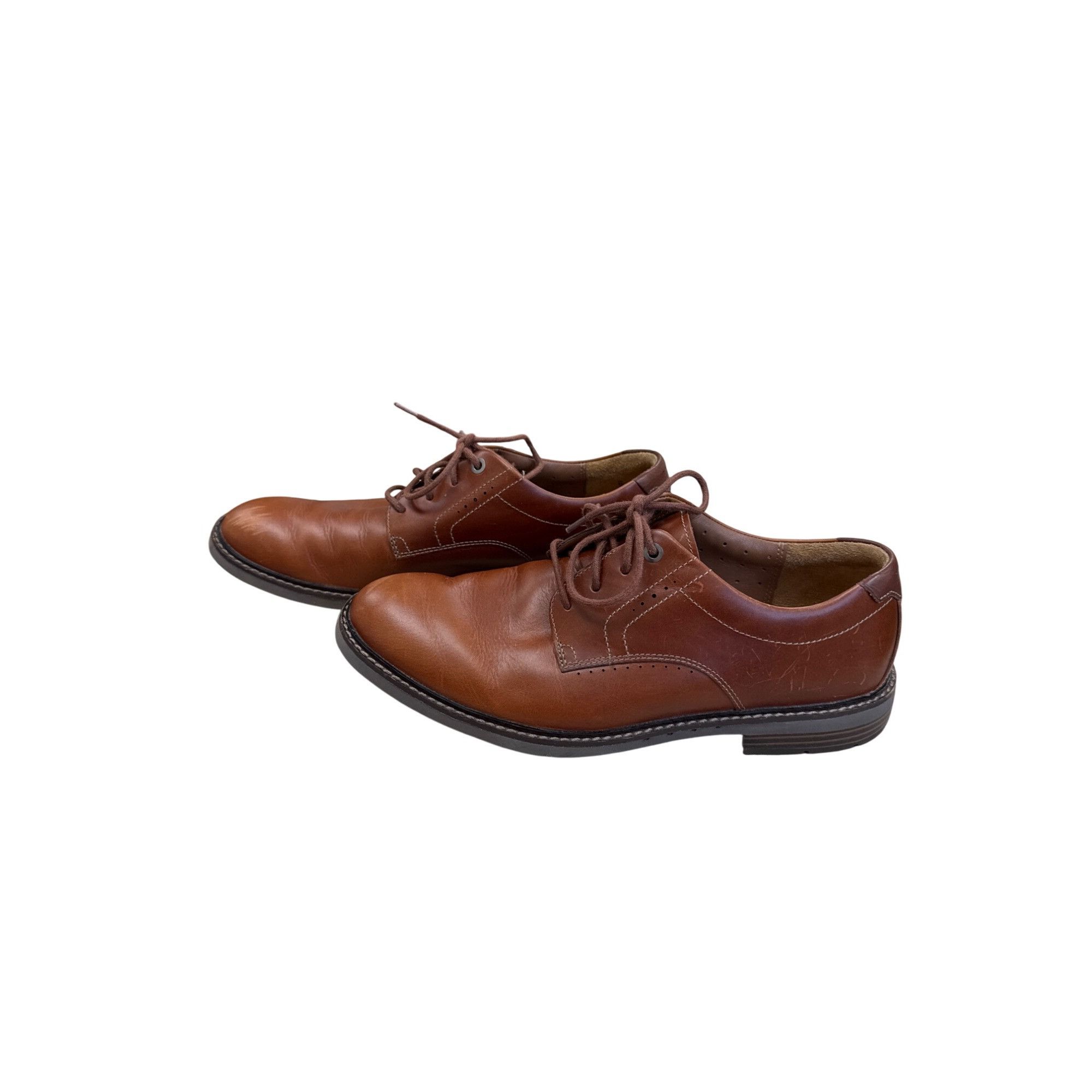 Clarks Clarks Mens Brown Leather Lace-Up Oxfords Shoes Size 9.5 SKU Size US 9.5 / EU 42-43 - 3 Thumbnail