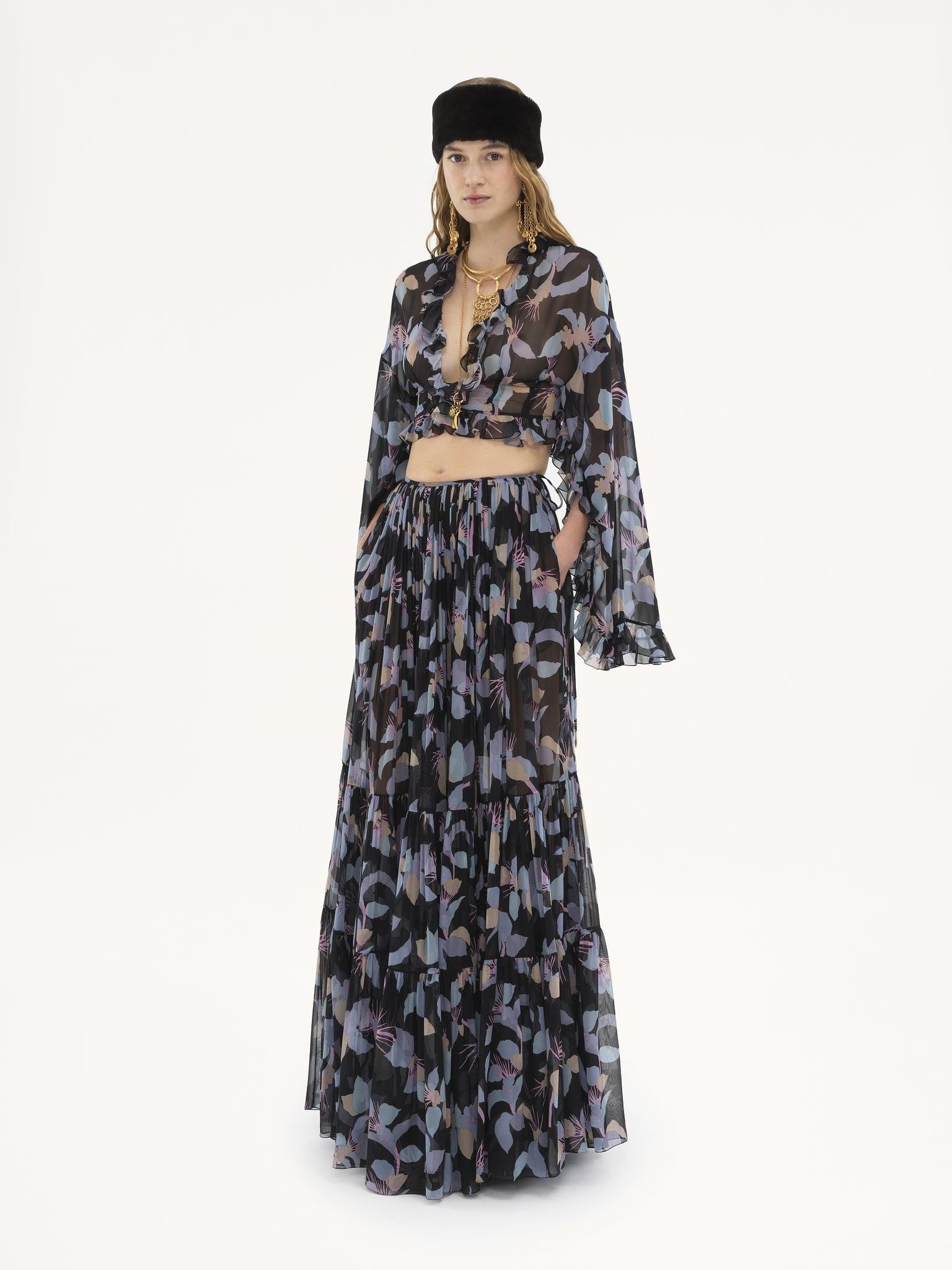 Chloe o1loc1c11125 Silk Maxi Skirt in Multicolor Size 25" / US 0 / IT 36 - 2 Thumbnail