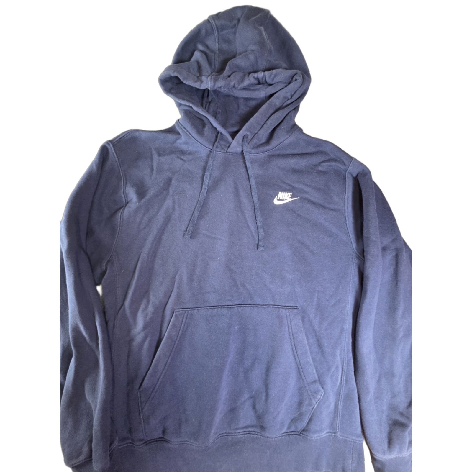 Nike Nike Men's Hoodie Sweatshirt SMALL Navy Blue Pullover Mini Swoosh Distressed Size US S / EU 44-46 / 1 - 1 Thumbnail