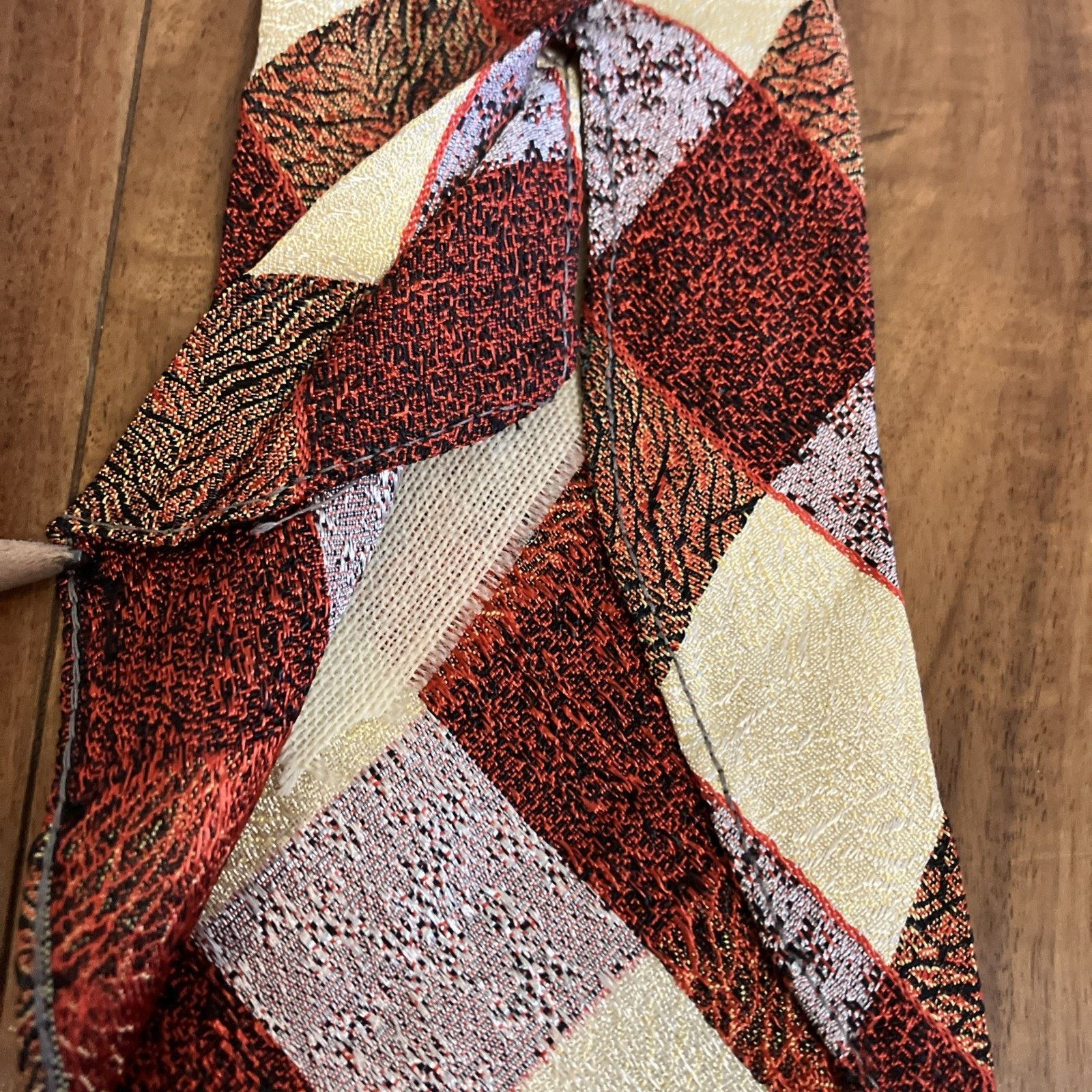 Handmade 1930s Necktie Checkered Swing Tie Art Deco Single Stitch Size ONE SIZE - 8 Thumbnail