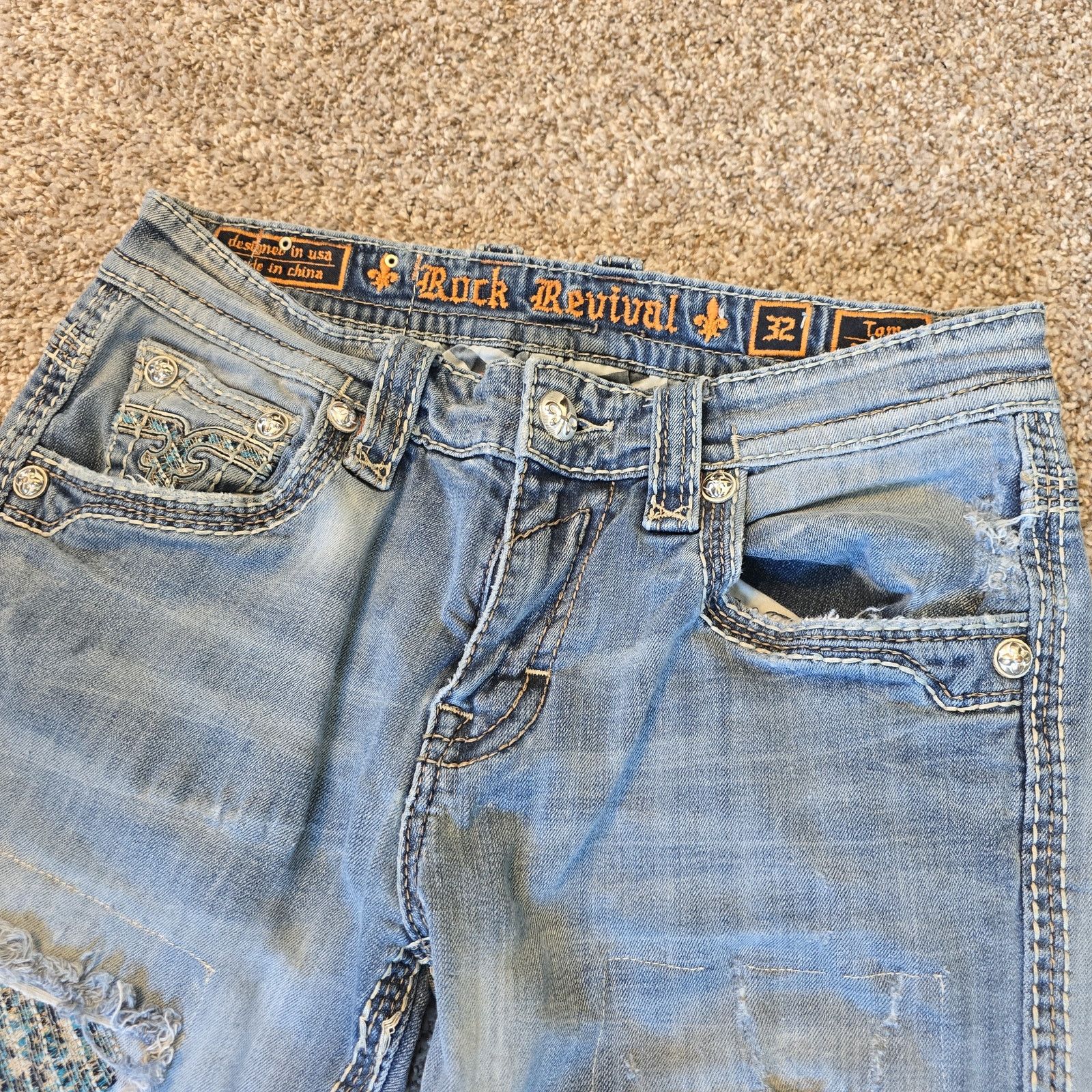 Rock Revival Rock Revival Men's Blue Denim Tom Straight Jeans - Size 32 Size US 32 / EU 48 - 4 Thumbnail
