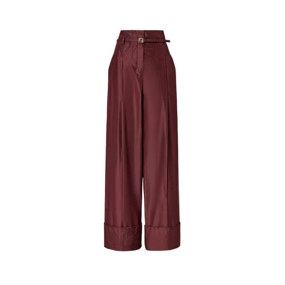 FENDI $2500 Taffeta Burgundy Pants New & Authentic (Women's