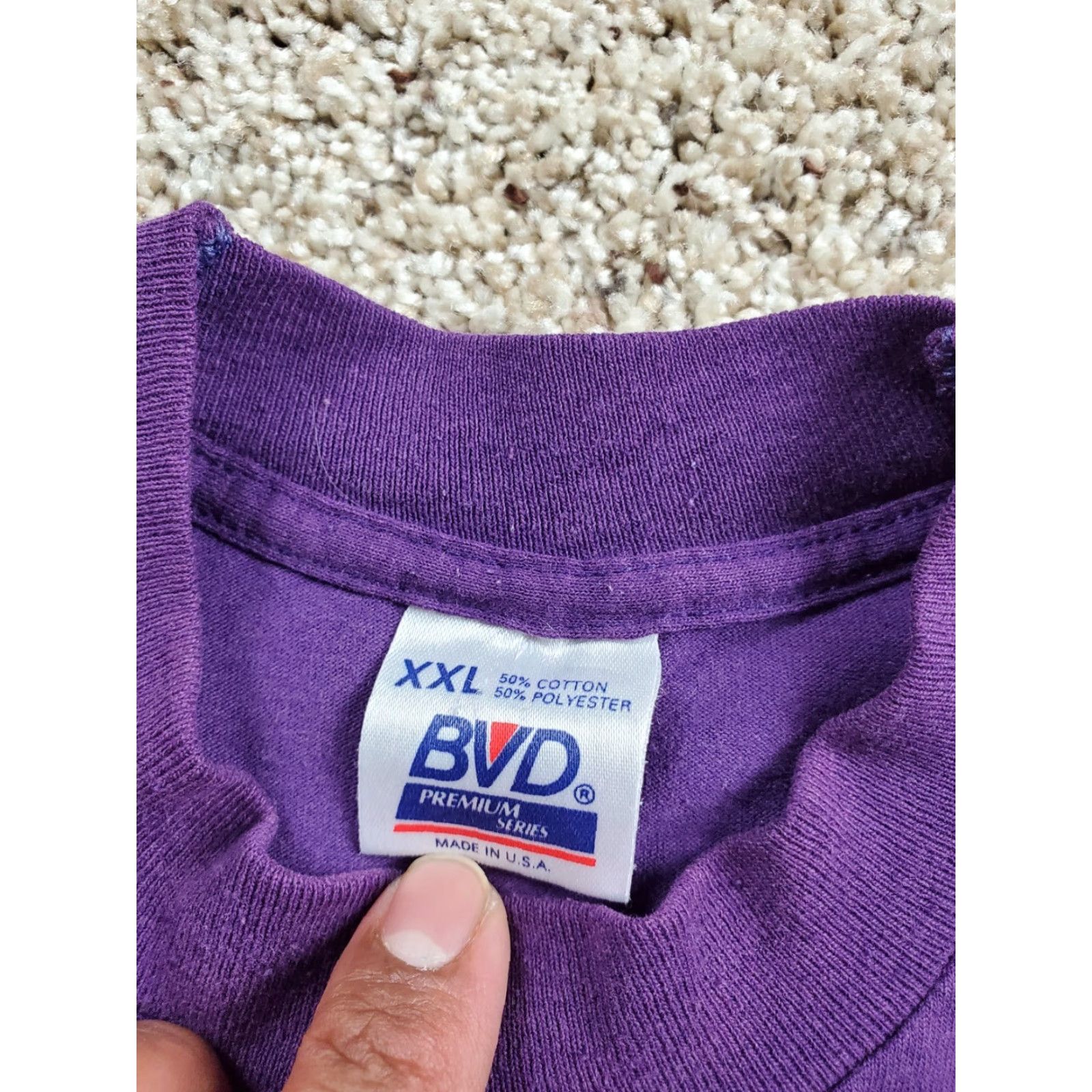 Vintage VINTAGE 90s BVD T Shirt 2XL Mens Purple Pocket Blank Single Stitch USA Made Size US XXL / EU 58 / 5 - 5 Thumbnail