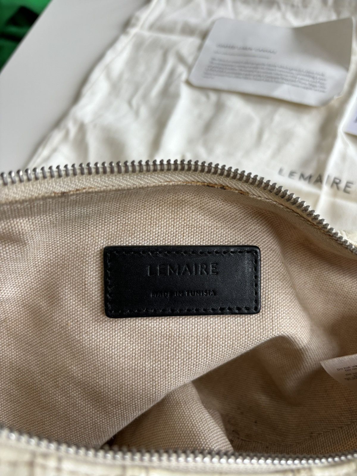 Lemaire Lemaire Small Coated Linen Canvas Croissant in “Almond Milk” Size ONE SIZE - 7 Thumbnail