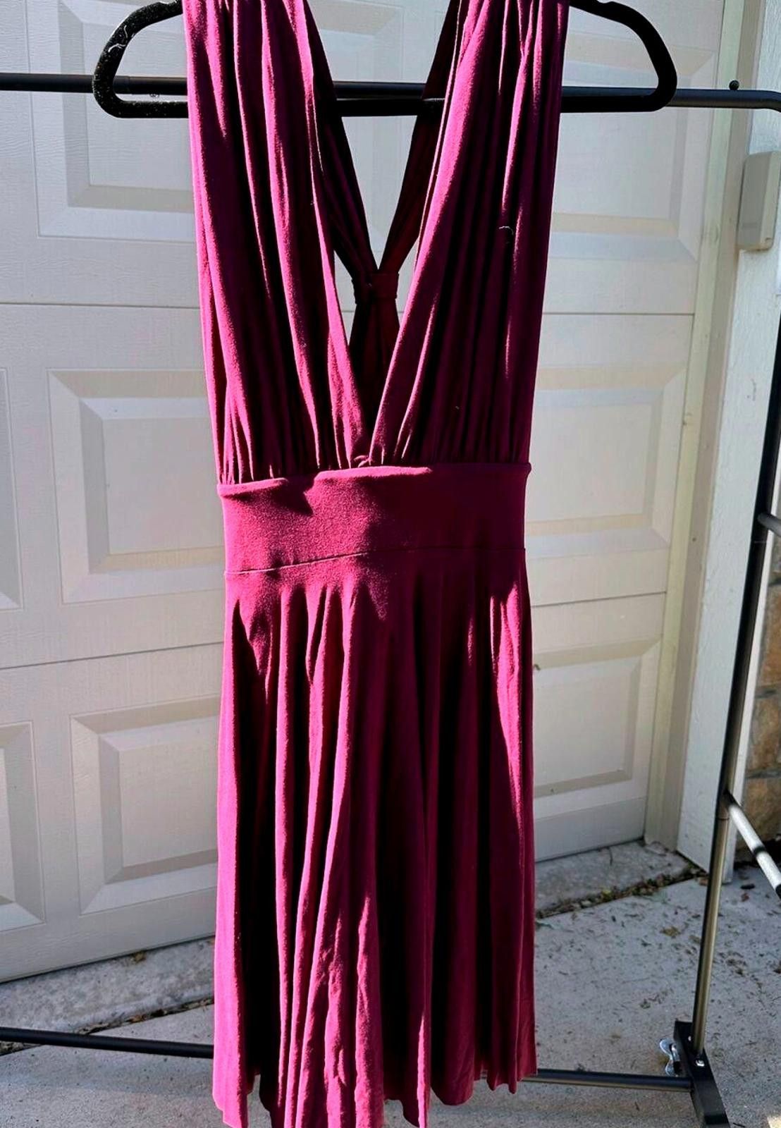 Designer WHBM Burgunday ``````````` Convertible Dress V-Neck Size 14 Size XL / US 12-14 / IT 48-50 - 1 Thumbnail