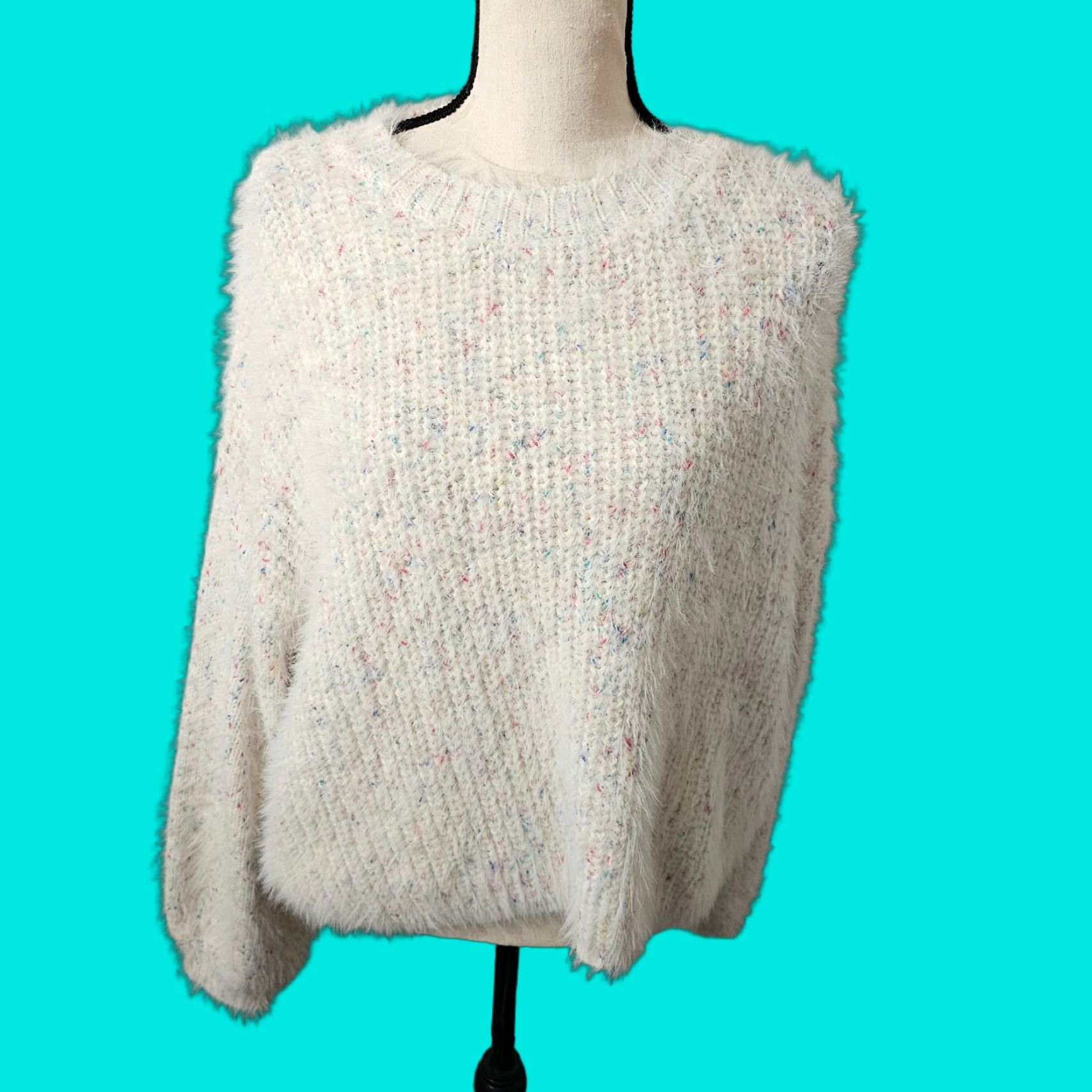 Forever 21 Forever 21 Women’s White Multicolor Spotted Sweater Long Sleeve Size L Size L / US 10 / IT 46 - 1 Thumbnail
