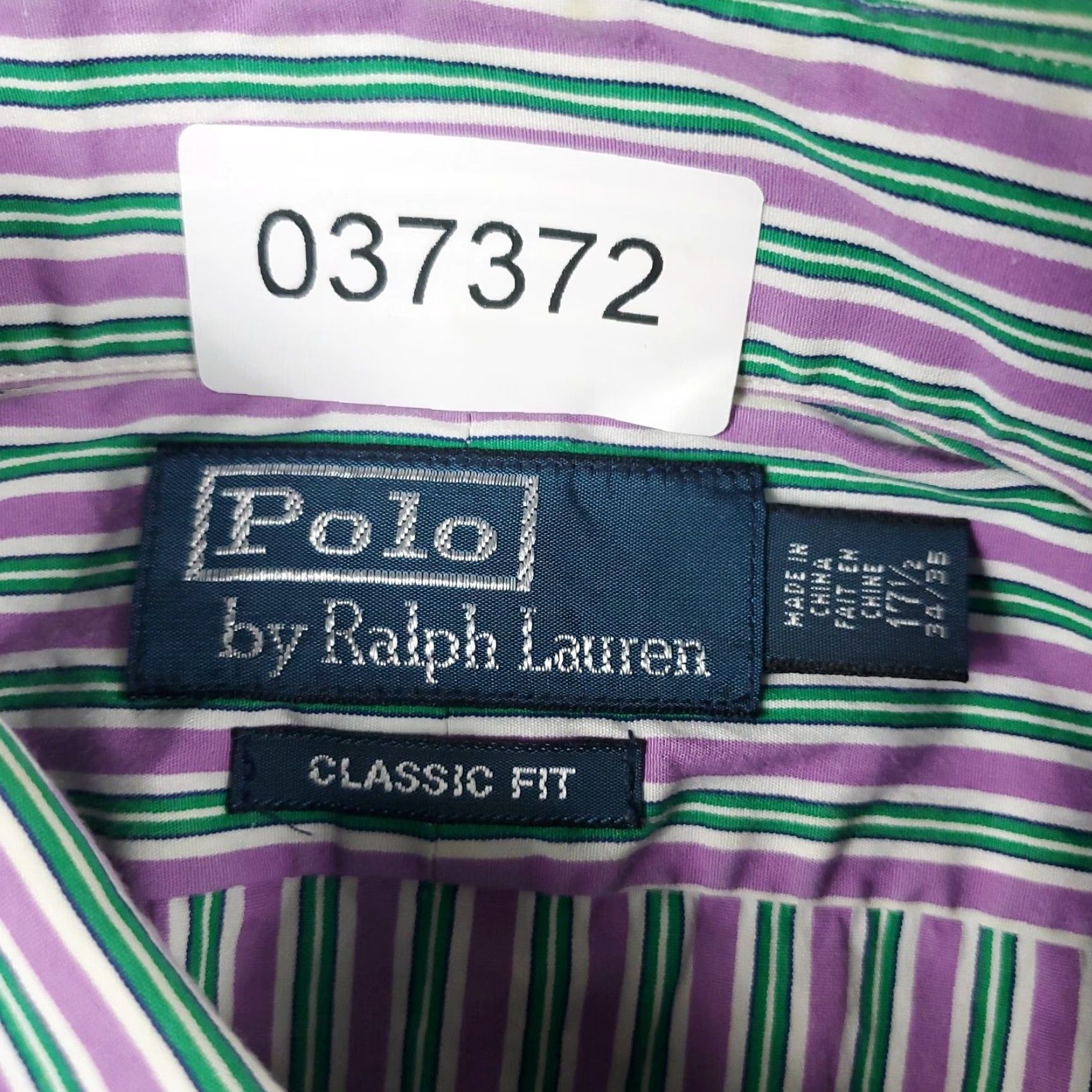 Ralph Lauren Ralph Lauren Dress Shirt Men 17.5 Purple Green Striped Long Sleeve Button Up Regular Fit Size 46R - 6 Thumbnail