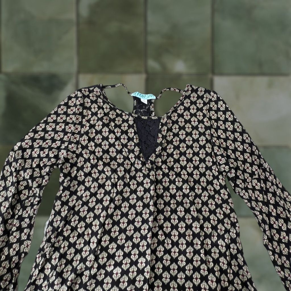 Vintage Dina Be Womens Mini Dress Small Black Long Sleeve Bell Sleeve Boho Short Flowy Dress Mens? Size S / US 4 / IT 40 - 1 Thumbnail