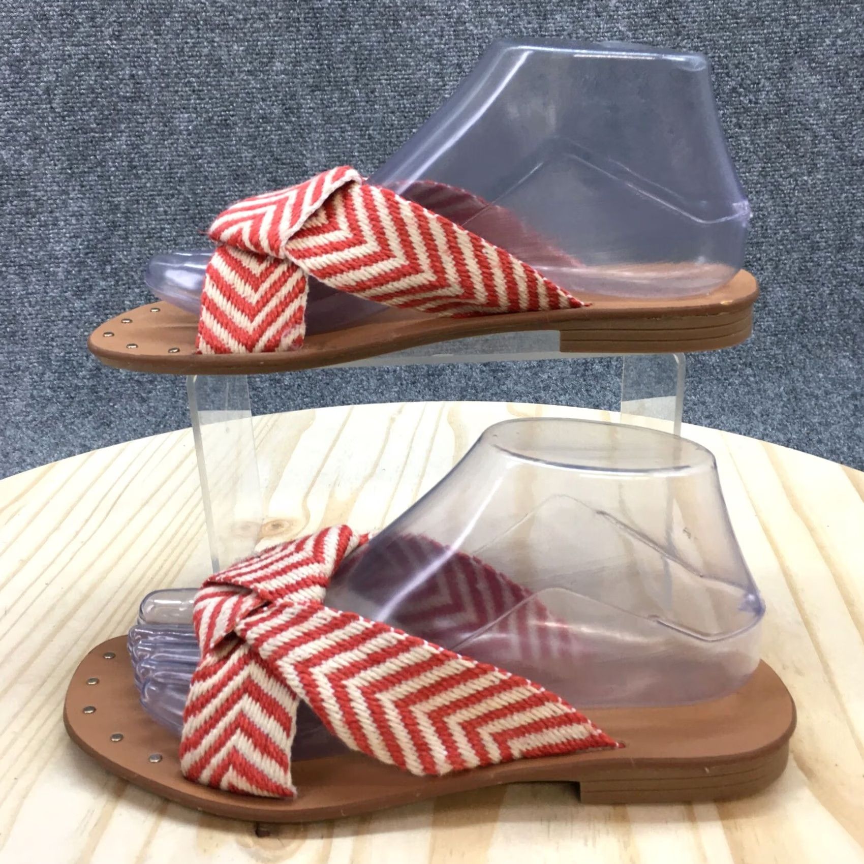 Vintage Universal Thread Sandals Womens 7 Louise Knotted Slip On Flats Slide White Red Size US 7 / IT 37 - 2 Thumbnail