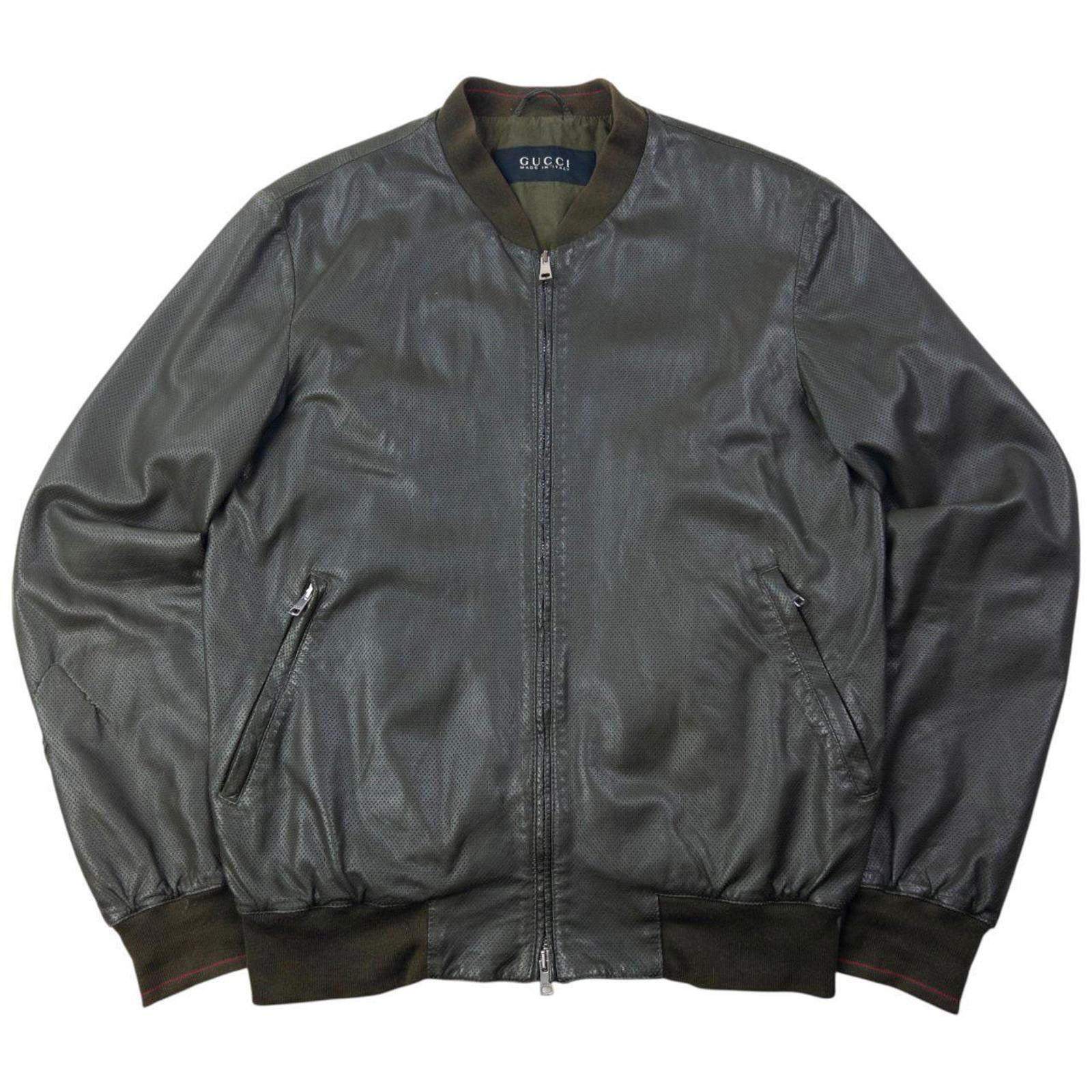 Gucci Vintage 2000s Gucci By Tom Ford Leather Bomber Jacket Size M Size US M / EU 48-50 / 2 - 1 Thumbnail