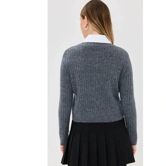 Staud NWT $295 STAUD Wallis Ribbed Cropped Cardigan Sweater Gray Size M / US 6-8 / IT 42-44 - 16 Thumbnail