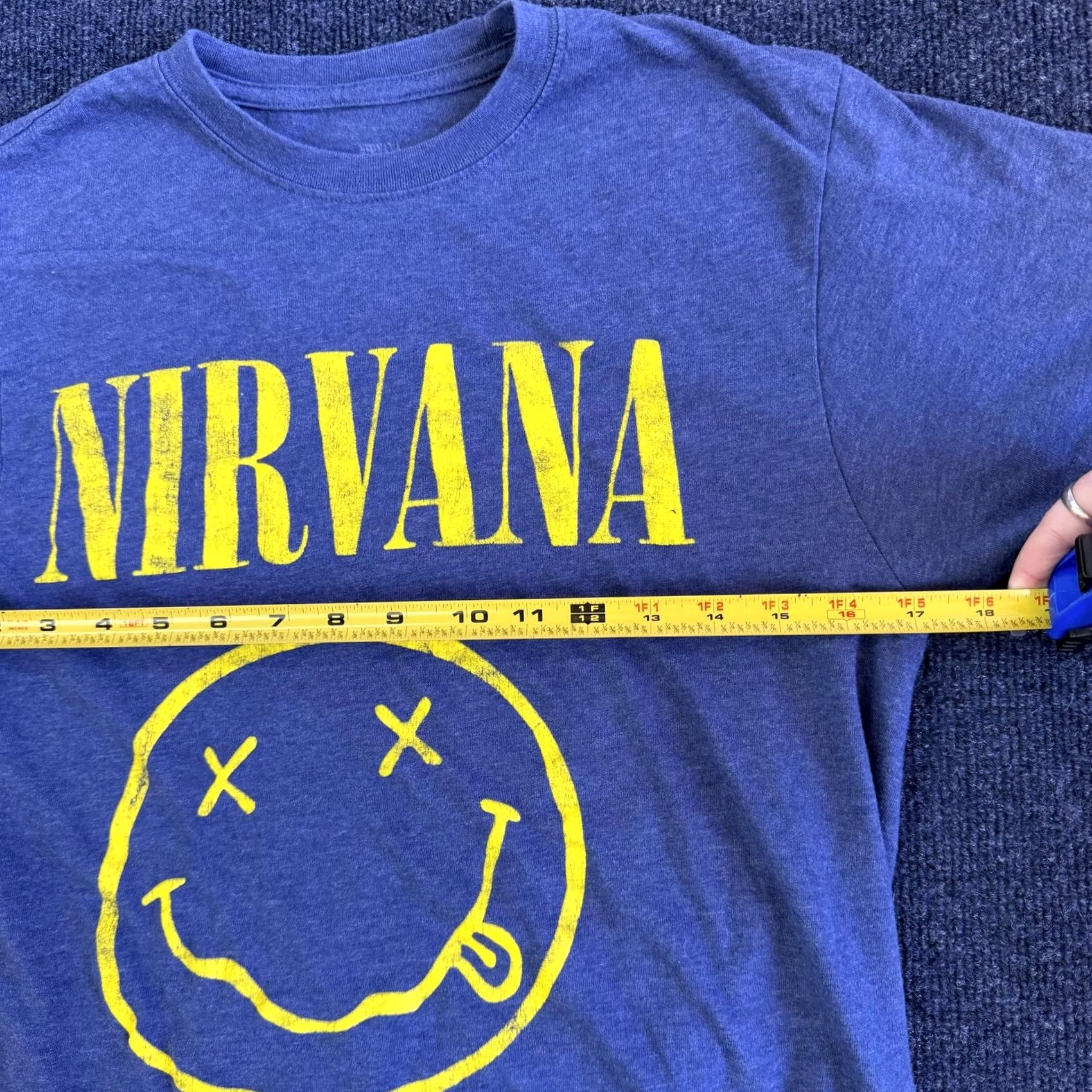 Vintage Nirvana Shirt Medium Blue Smiley Face Graphic Band Tee Cotton Blend Mens Size US M / EU 48-50 / 2 - 4 Thumbnail