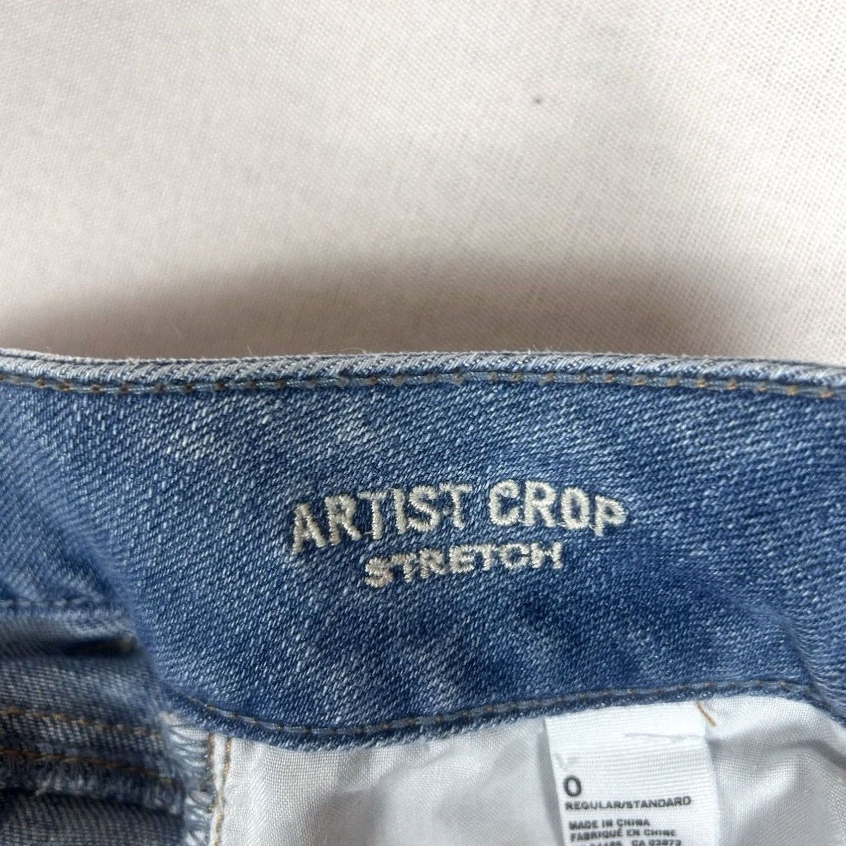 American Eagle Outfitters American Eagle Artist Crop Stretch Jeans Women's Size 0 Regular Light Wash AEO Jeans Size 25" / US 0 / IT 36 - 4 Thumbnail