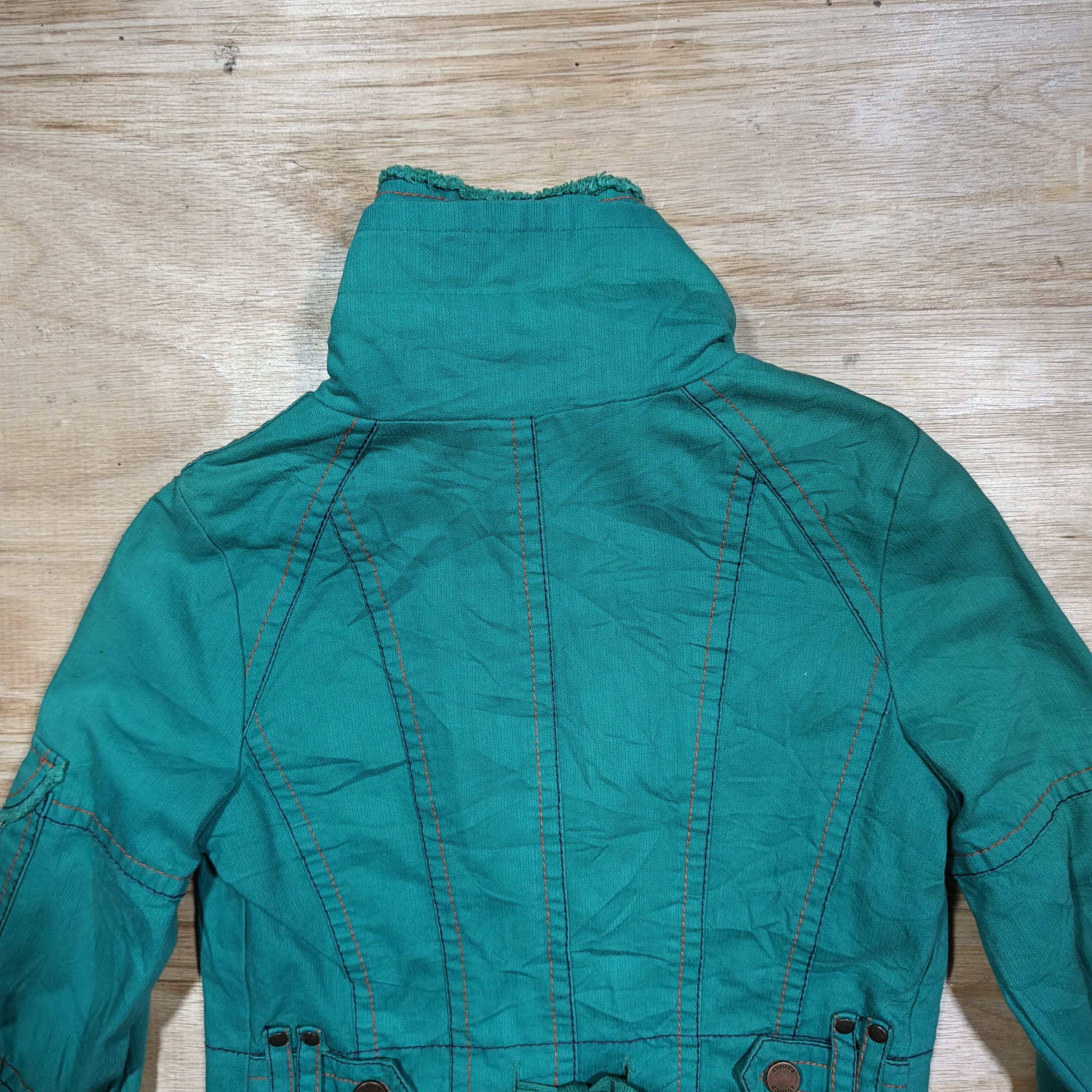 Japanese Brand EGOIST Turquoise Green Raw Hem Moto Jacket Size M / US 6-8 / IT 42-44 - 7 Thumbnail