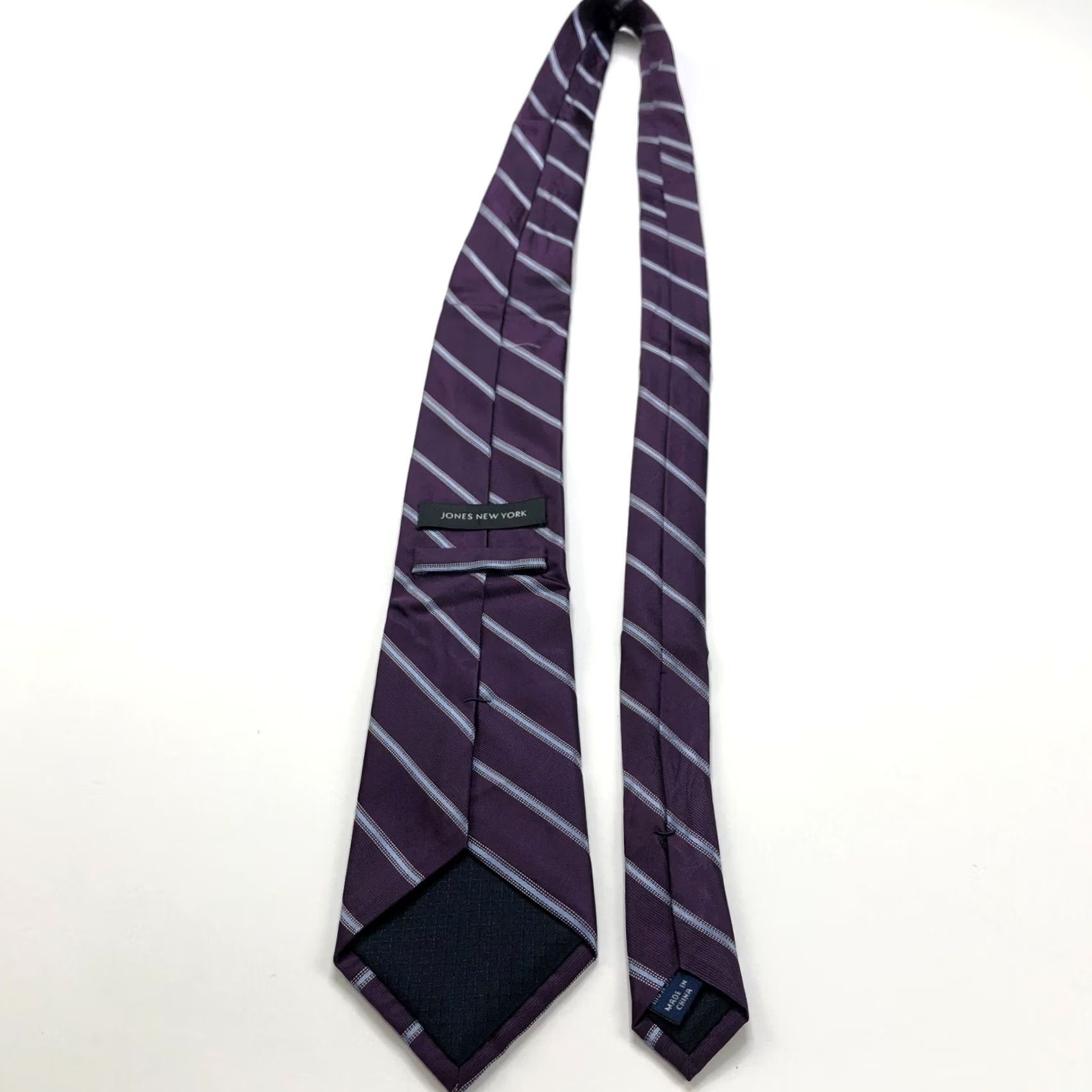 Jones New York VINTAGE Jones New York Men Silk Necktie Striped 3.5-in/57-in Purple Tie 57 Inches Mens Designer Adjustable Size ONE SIZE - 6 Thumbnail