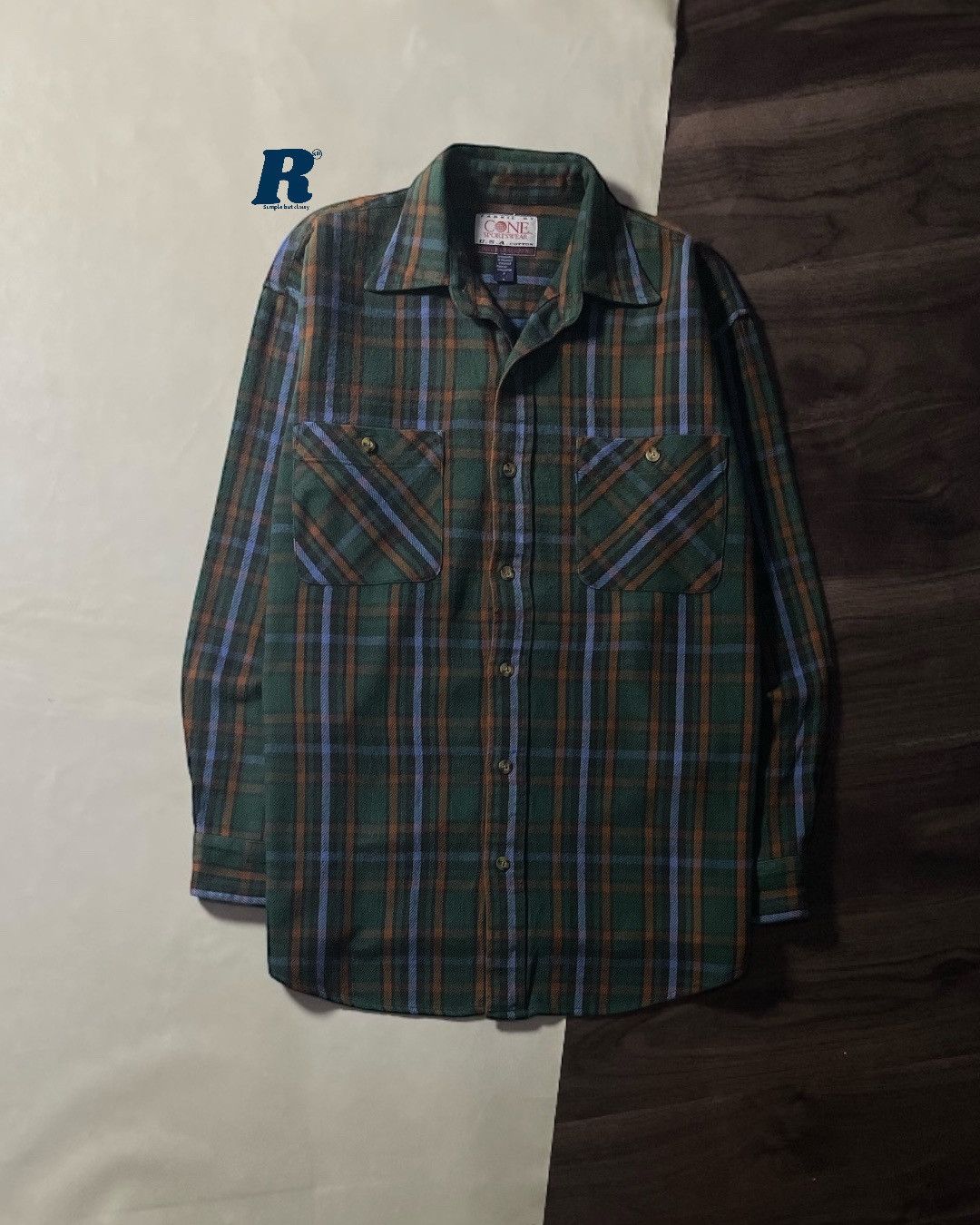 Japanese Brand Heavy Flannel Shirt Double Pocket CONE Size Fit XL Size US XL / EU 56 / 4 - 1 Thumbnail