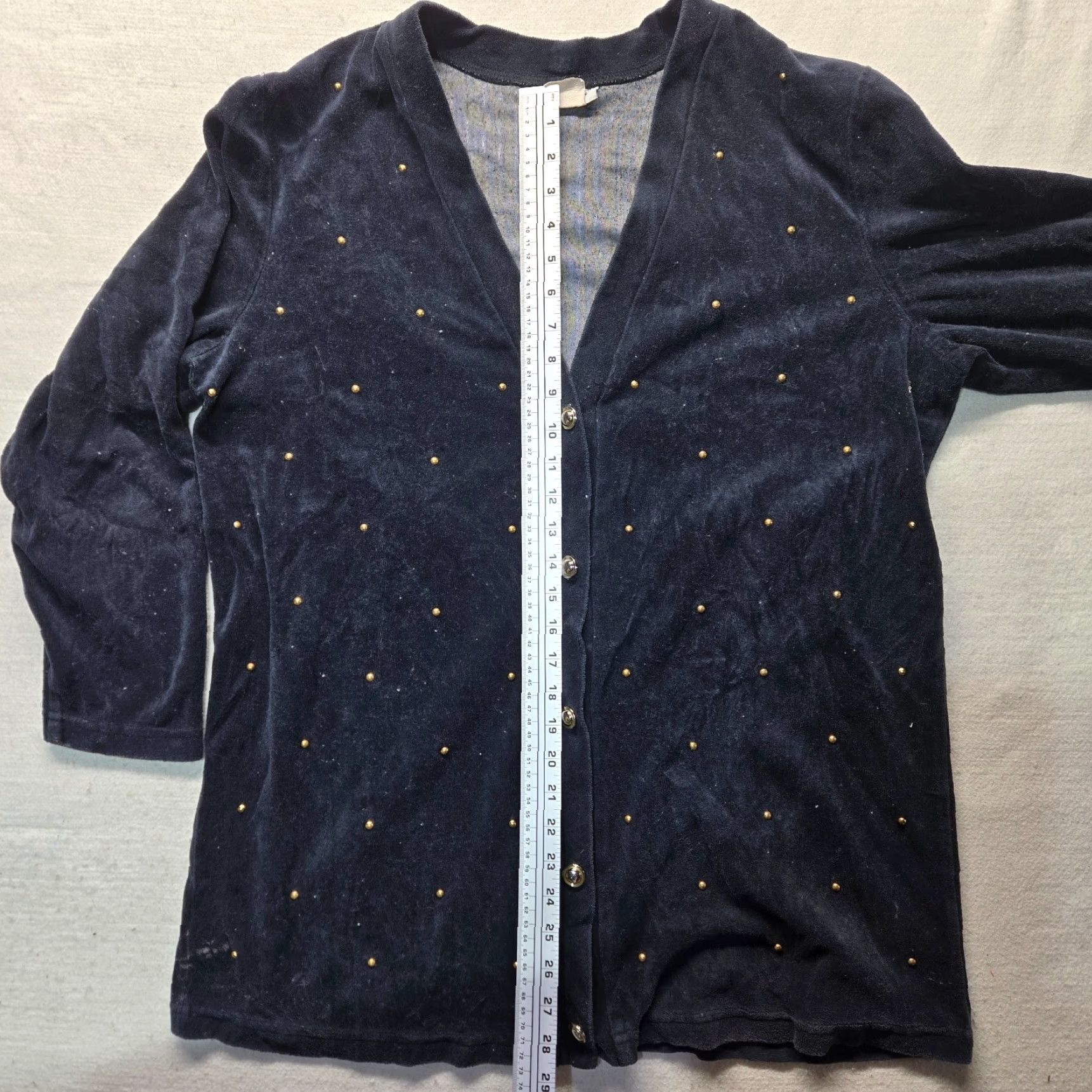 Vintage Fashion Formulas Black Gold Beaded Button Up Sweater Adult Women's XL Size Black Beaded Sweater Mens Womens Boys Girls Size XL / US 12-14 / IT 48-50 - 6 Thumbnail