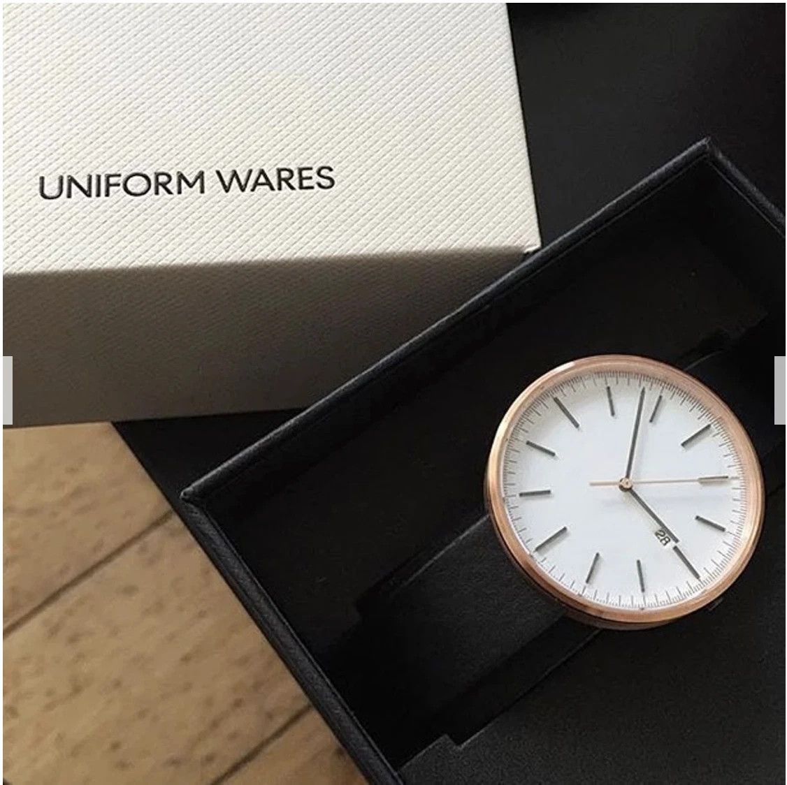 Uniform Wares Uniform Wares M40 date watch in PVD rose gold brown Nappa Size ONE SIZE - 2 Thumbnail