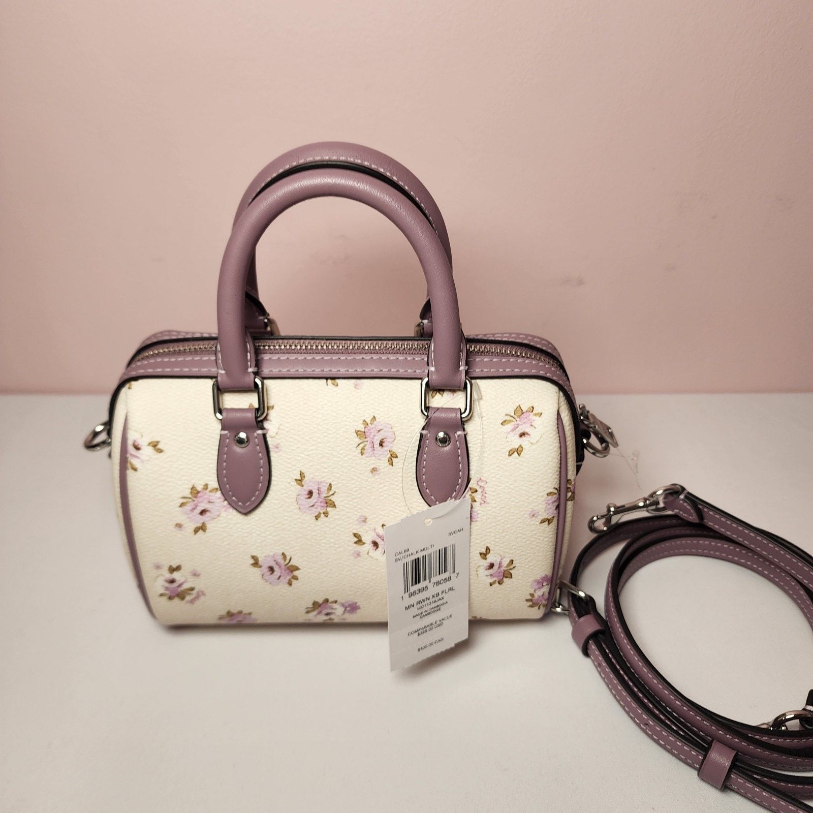Coach NWT Coach CAL69 Mini Rowan Crossbody Bag Floral Print Purple Size ONE SIZE - 3 Thumbnail