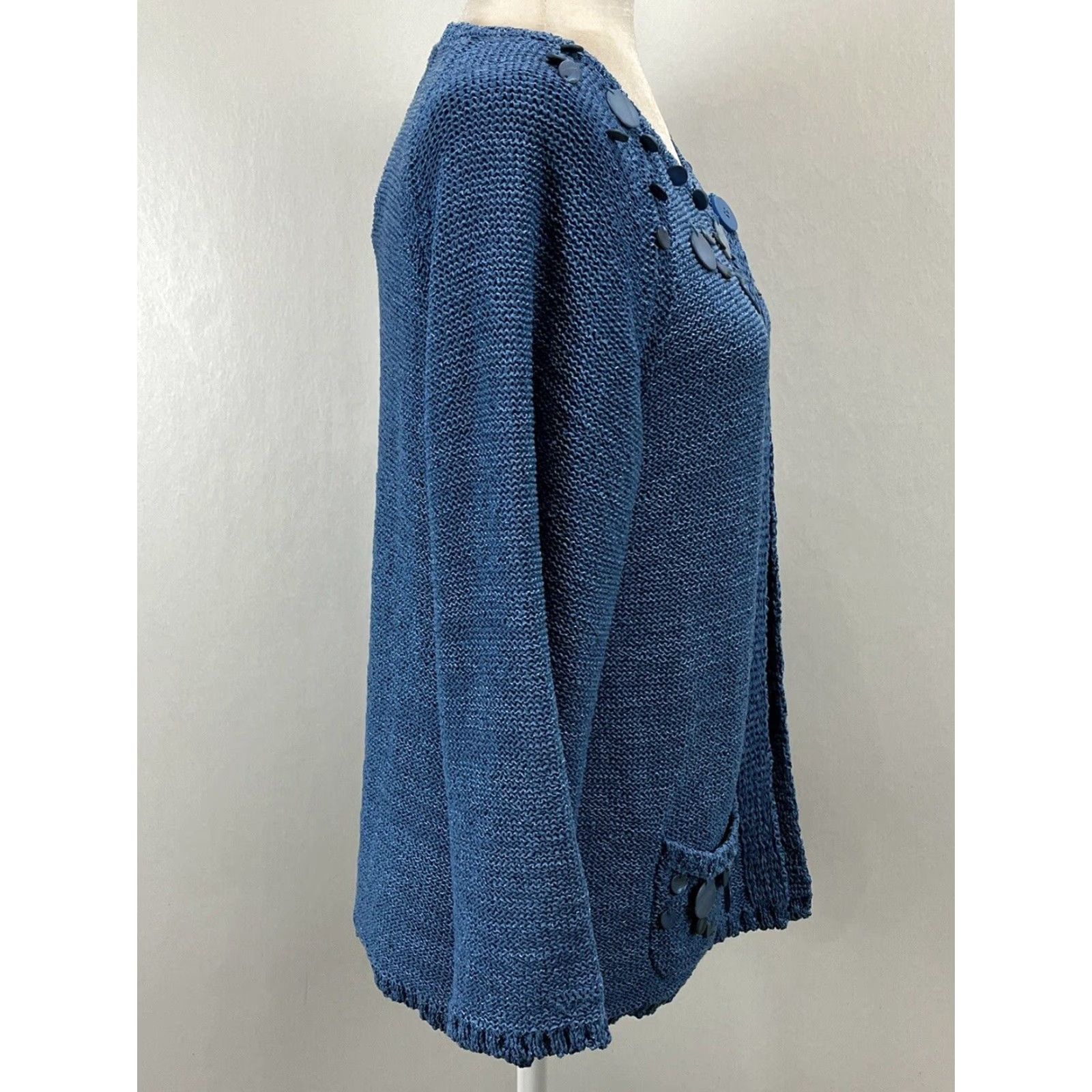 Coldwater Creek Coldwater Creek Cardigan Sweater Women Size M Blue Loose Knit Single Button Womens Size M / US 6-8 / IT 42-44 - 4 Thumbnail