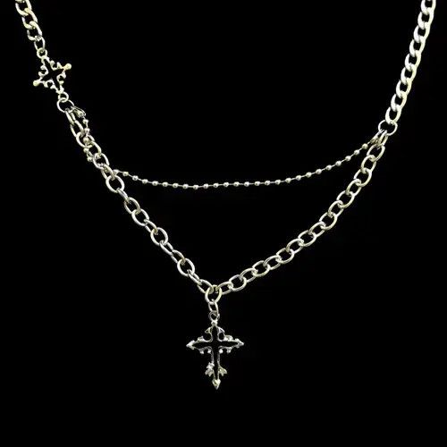 Jewelry Cross Chain Necklace Punk Y2K Size ONE SIZE - 3 Thumbnail
