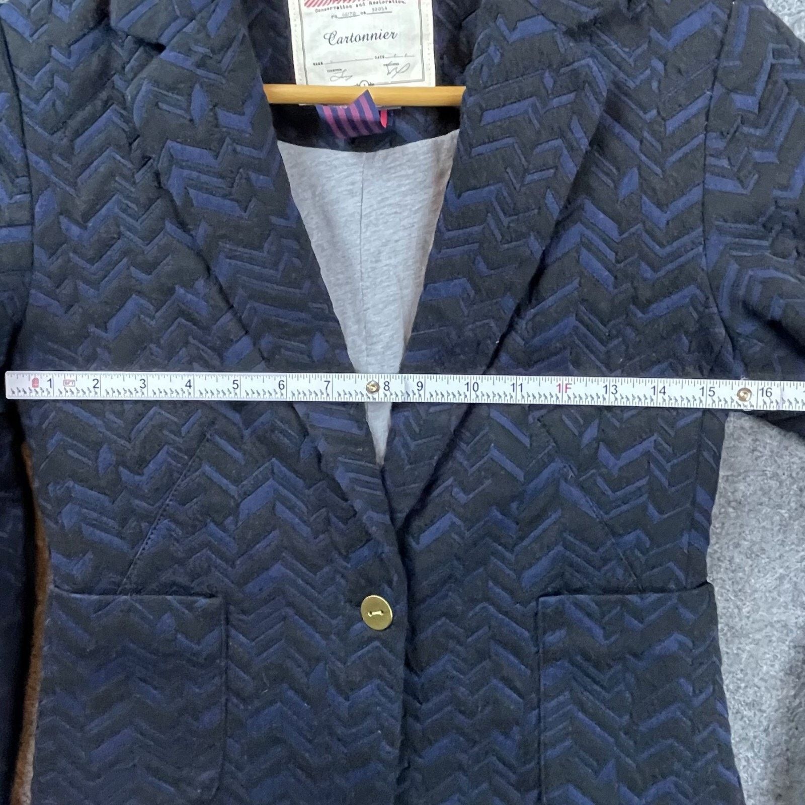 Anthropologie Anthro Cartonnier Bas Relief Blazer Womens 2 Blue Black Size XS / US 0-2 / IT 36-38 - 5 Thumbnail