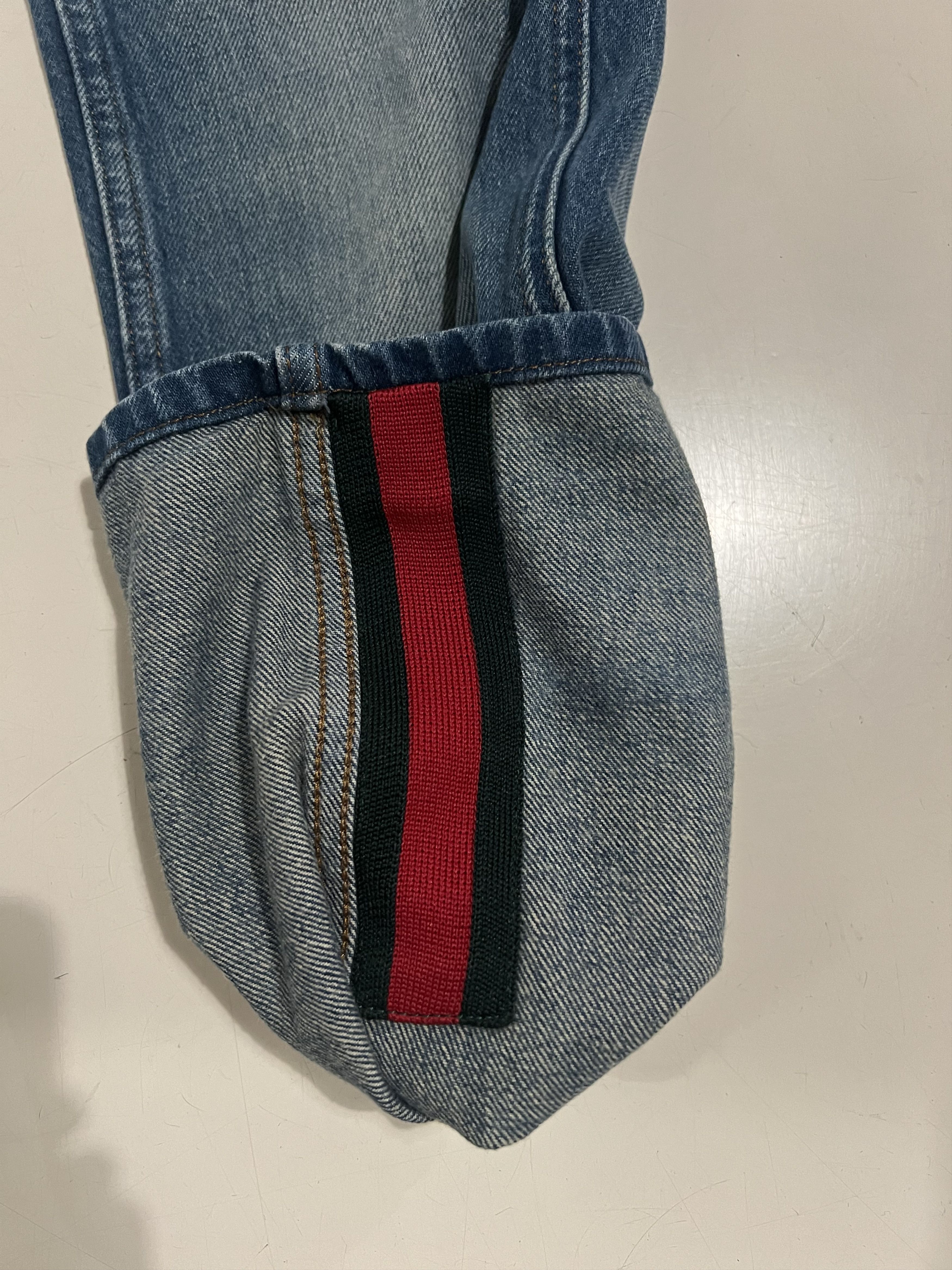 Gucci Gucci Slim Straight Denim Jeans Web Stripe Leather Size US 28 / EU 44 - 7 Thumbnail