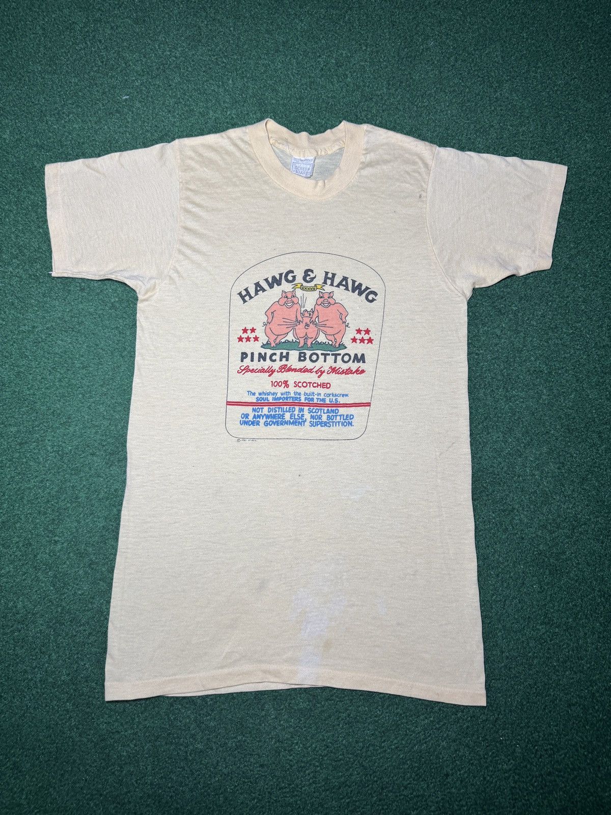 Vintage Vintage 80s Hawg & Hawg Pinch Bottom Whiskey RARE T Shirt Size US XS / EU 42 / 0 - 1 Thumbnail
