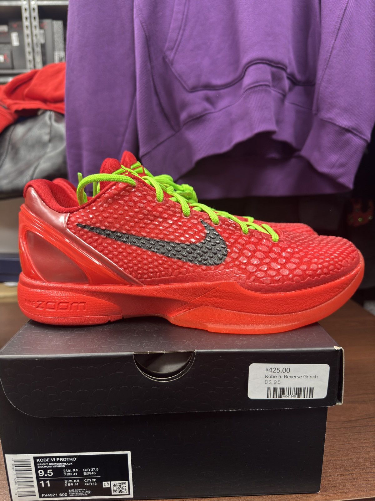Nike Kobe VI Protro Reverse Grinch Size US 9.5 / EU 42-43 - 1 Thumbnail