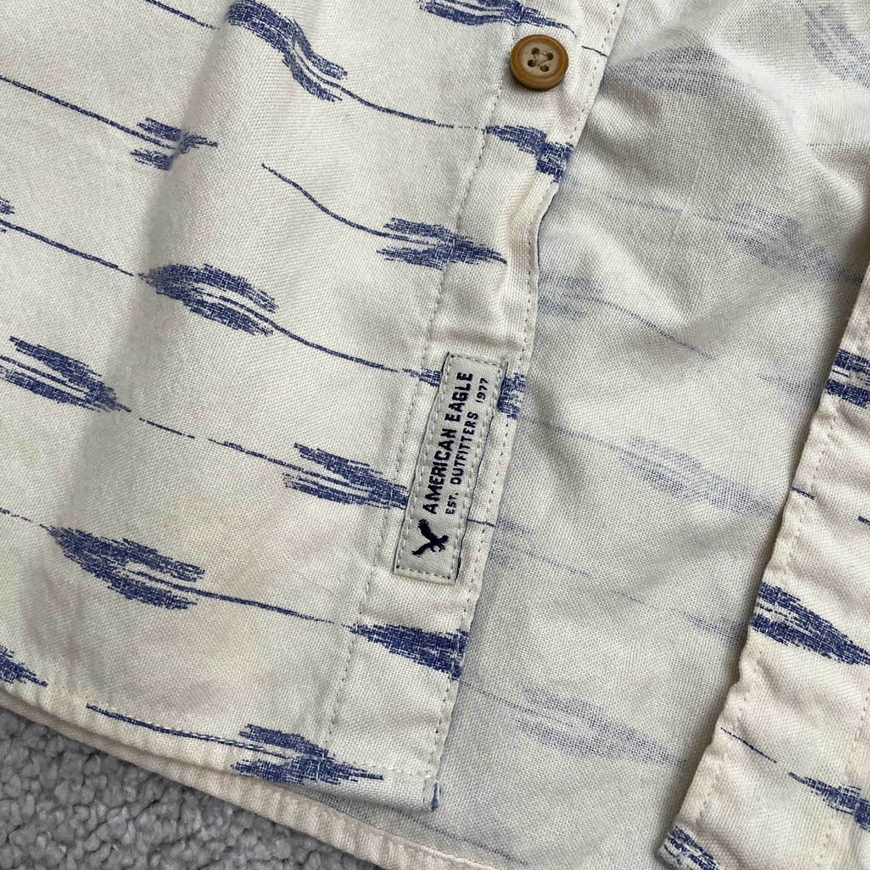 American Eagle Outfitters American Eagle Outfitters Button-Down Shirt Mens Medium Ivory Casual Cotton Size US M / EU 48-50 / 2 - 3 Thumbnail