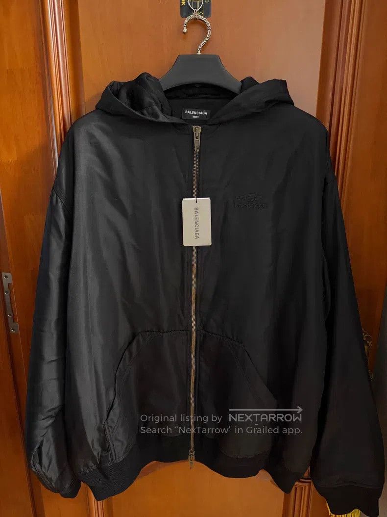 Balenciaga Balenciaga Black Satin 3B Embroidered Logo Zipper Jacket Size US XXS / EU 40 - 1 Thumbnail