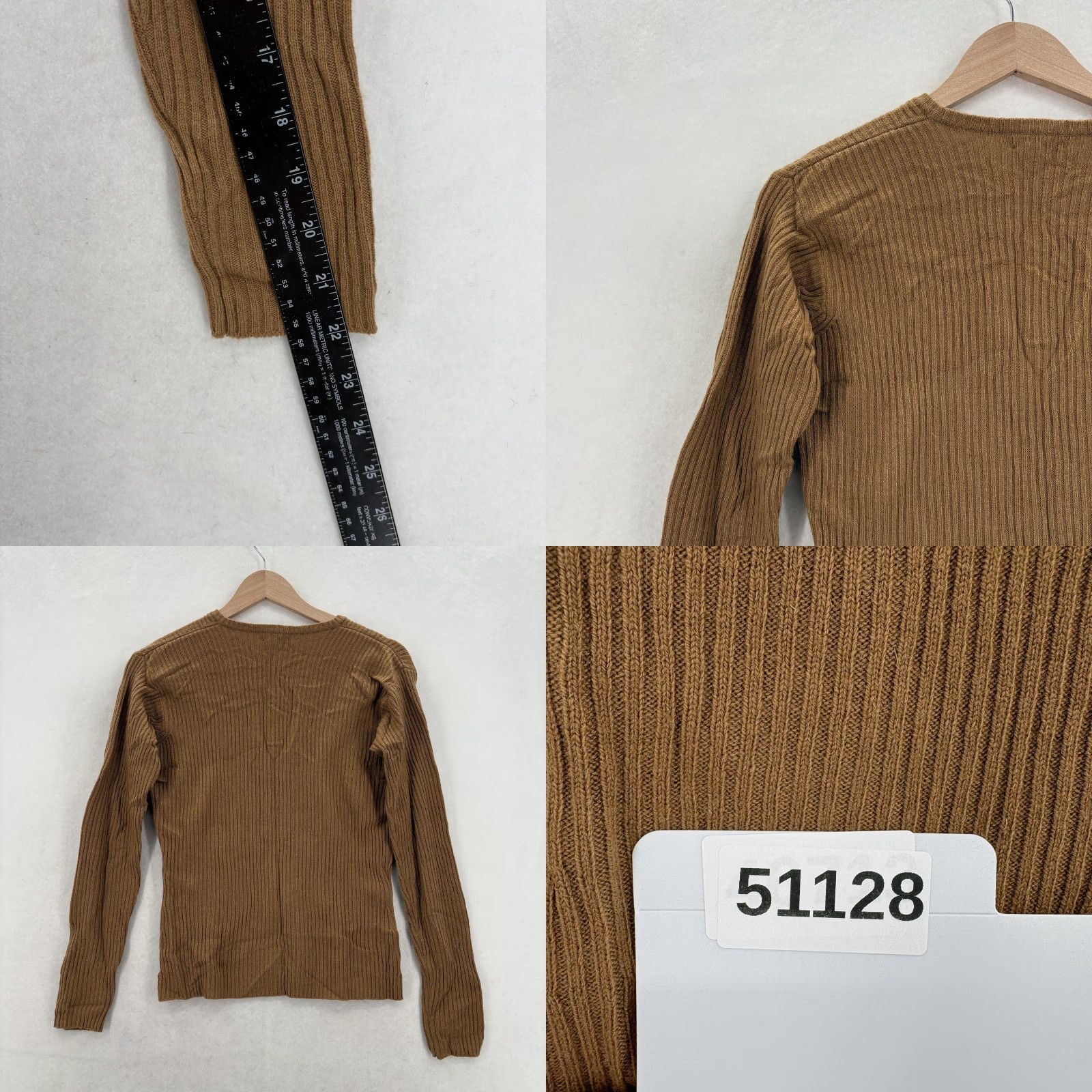 J.Crew VINTAGE J.CREW Sweater Womens Small Brown Cashmere V-Neck Ribbed Knit Pullover Size S / US 4 / IT 40 - 8 Thumbnail