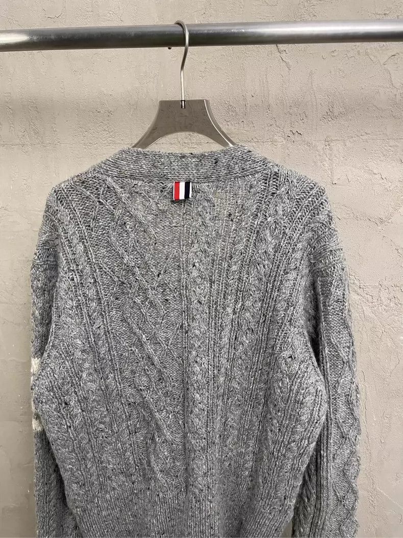 Thom Browne Thom browne Gray four-striped wool cardigan jacket 2504-Nex Size US XL / EU 56 / 4 - 4 Thumbnail