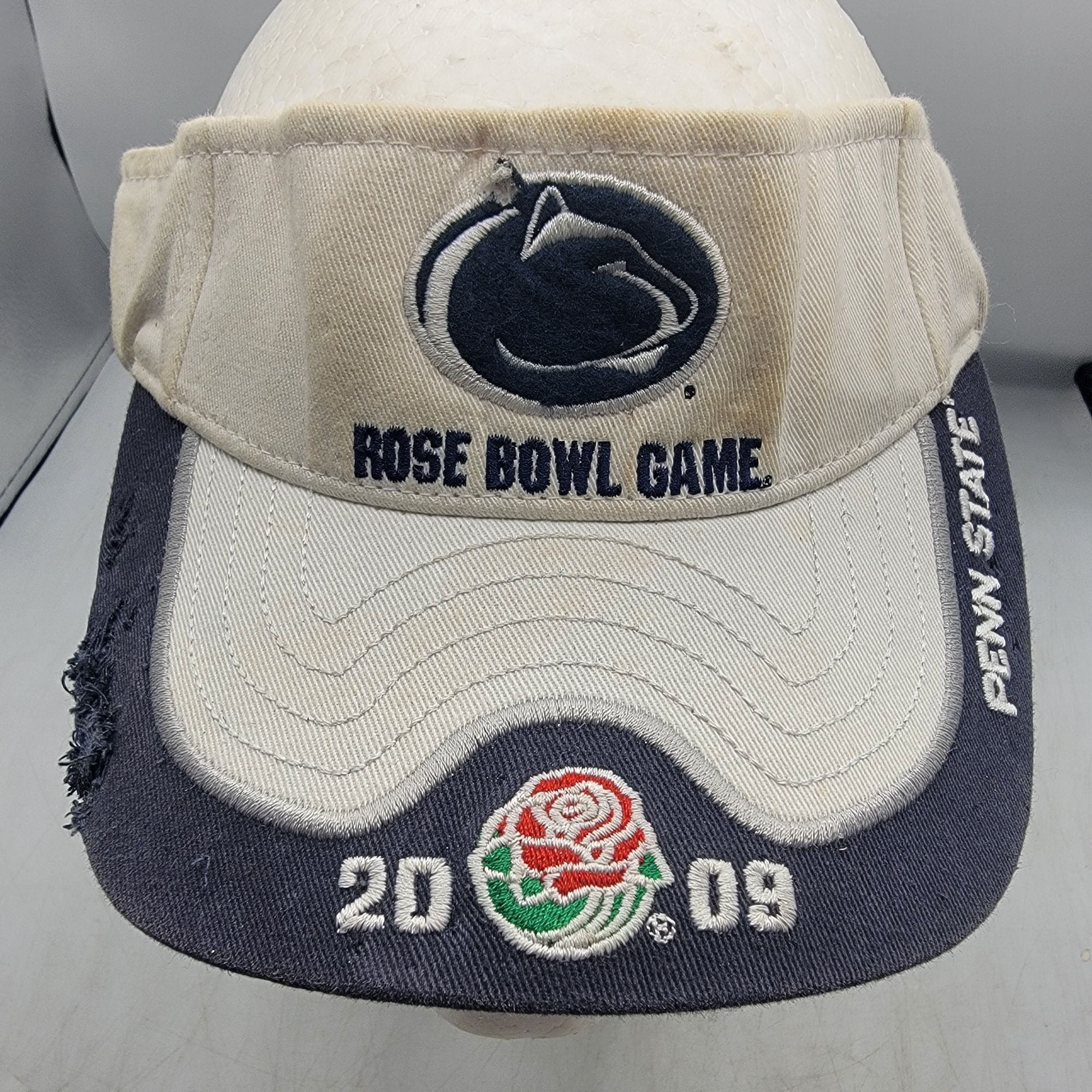 Other 2009 Rose Bowl Penn State Adults White Blue Visor Hat Gameda Size ONE SIZE - 5 Thumbnail