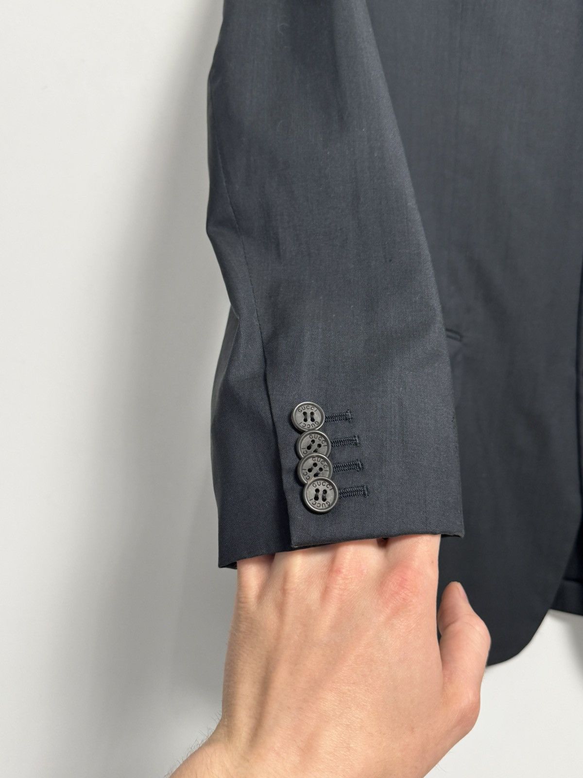 Gucci Vintage Gucci Blazer Navy Blue Wool Silk Luxury Mens 52 L Size 52L - 12 Thumbnail