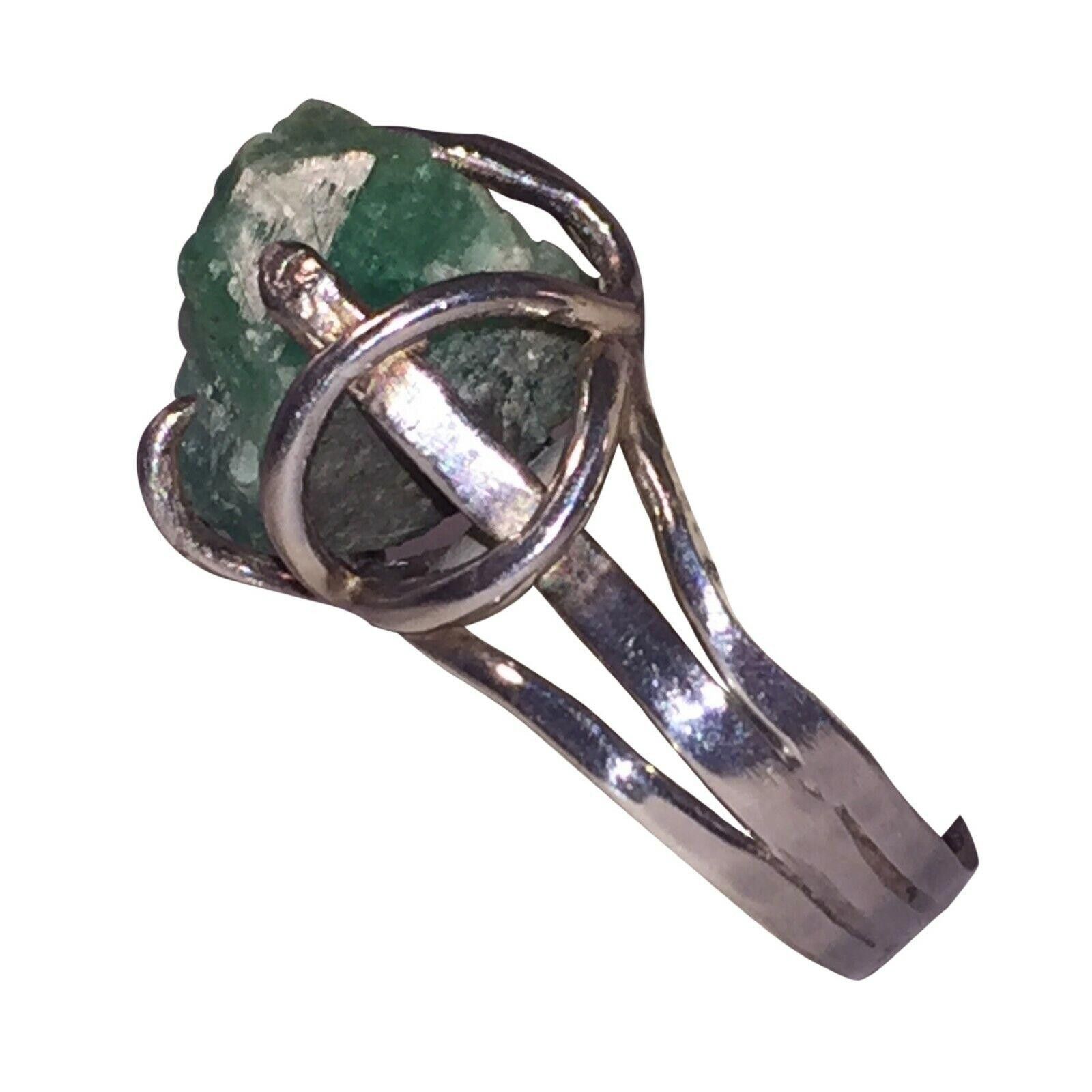 Handmade Hand Made Sterling Emerald Nugget Ring Size ONE SIZE - 3 Thumbnail